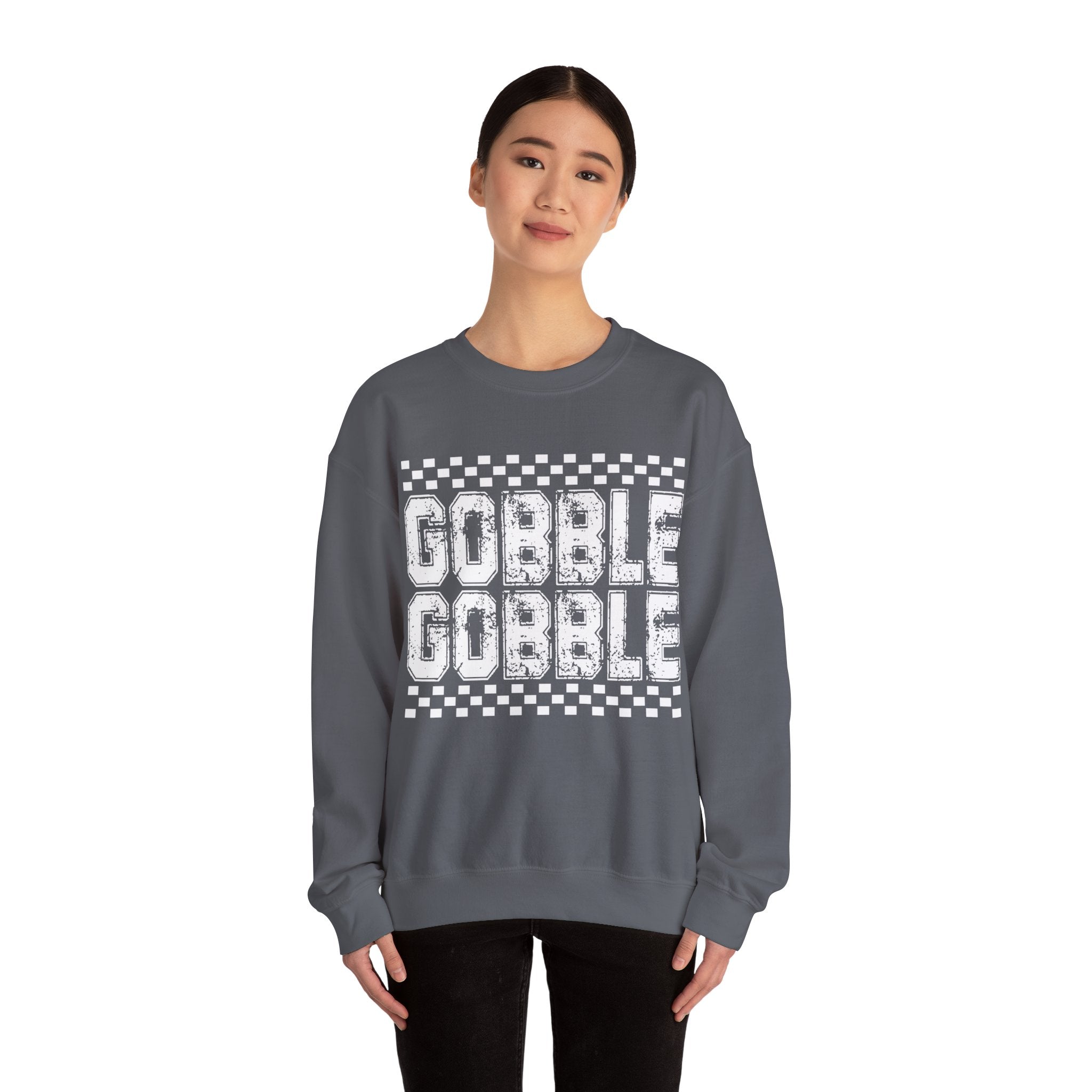 Gobble Gobble Checkerboard Thanksgiving Sweatshirt