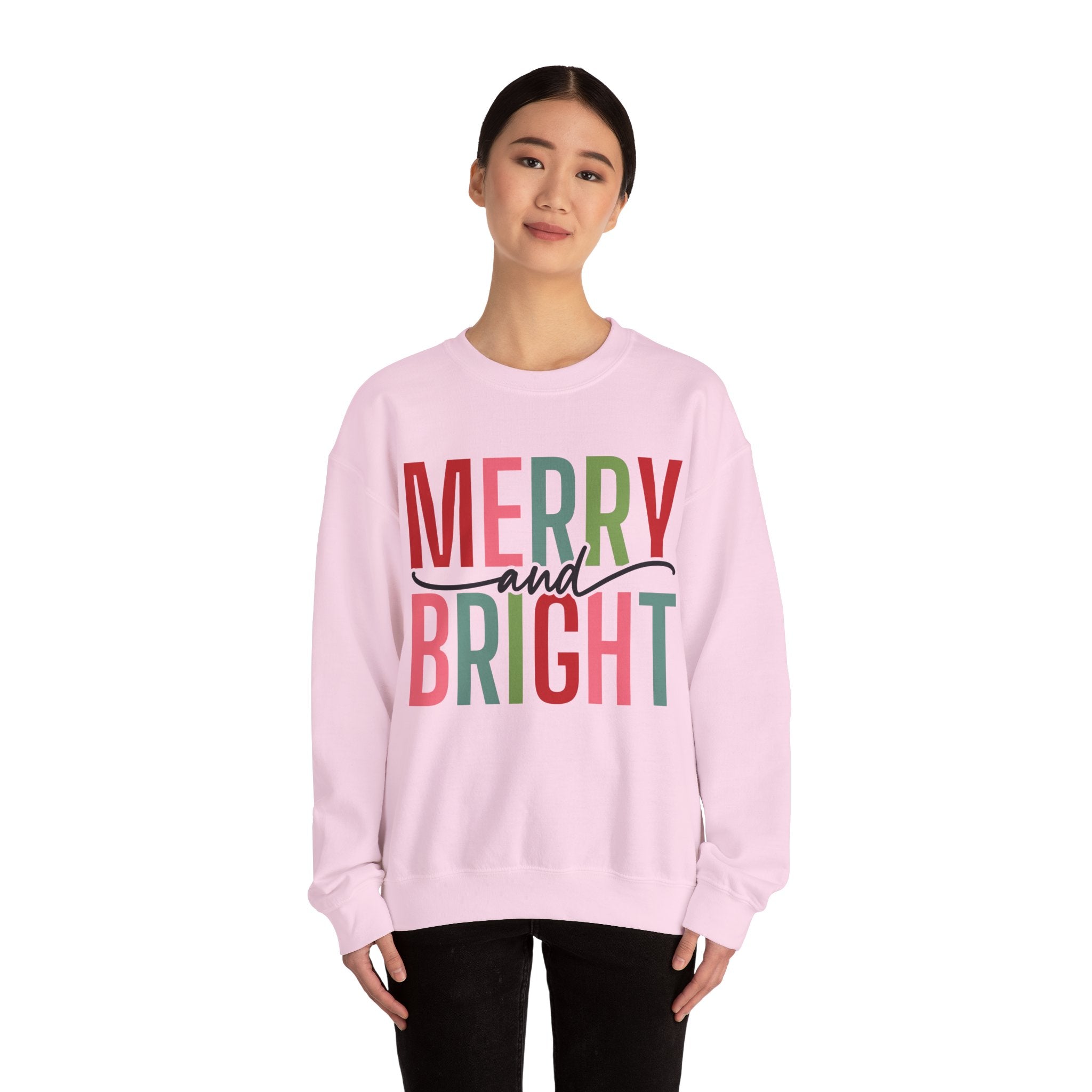 Merry and Bright Christmas Sweatshirt for Women | Christmas Holiday Crewneck Sweatshirt