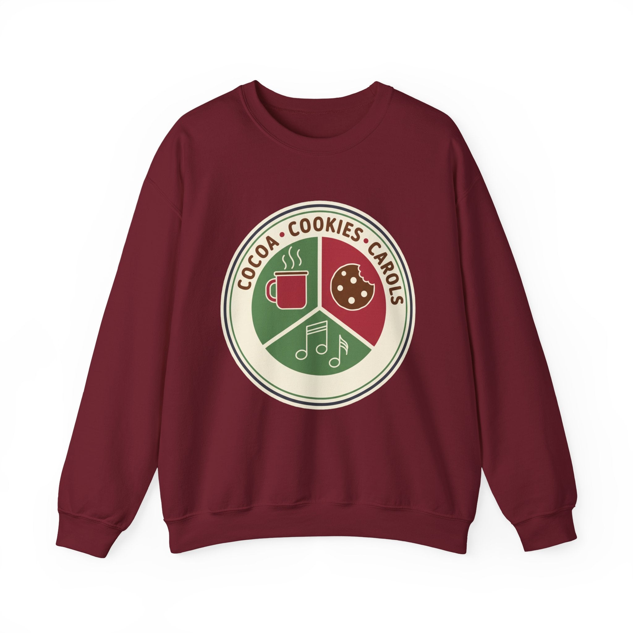 Cocoa Cookies Carols Christmas Sweatshirt | Womens Holiday Sweatshirt
