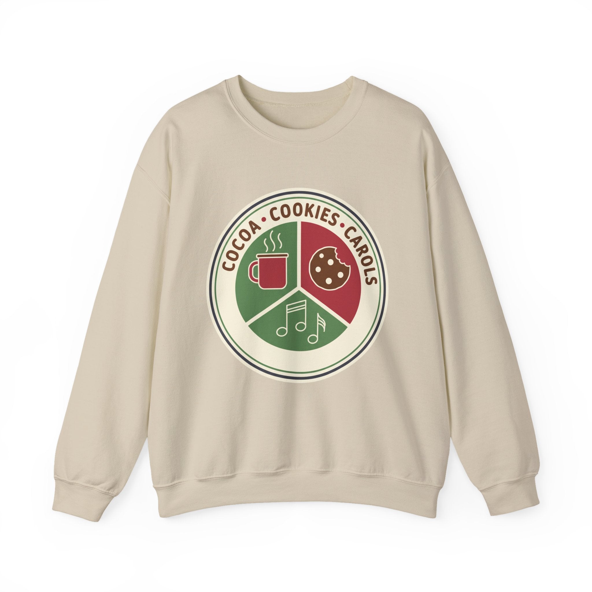 Cocoa Cookies Carols Christmas Sweatshirt | Womens Holiday Sweatshirt