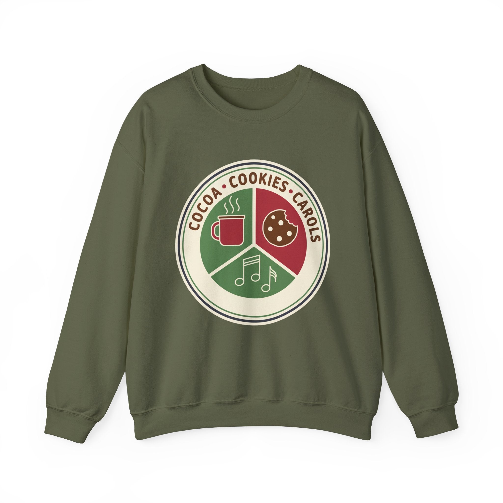 Cocoa Cookies Carols Christmas Sweatshirt | Womens Holiday Sweatshirt