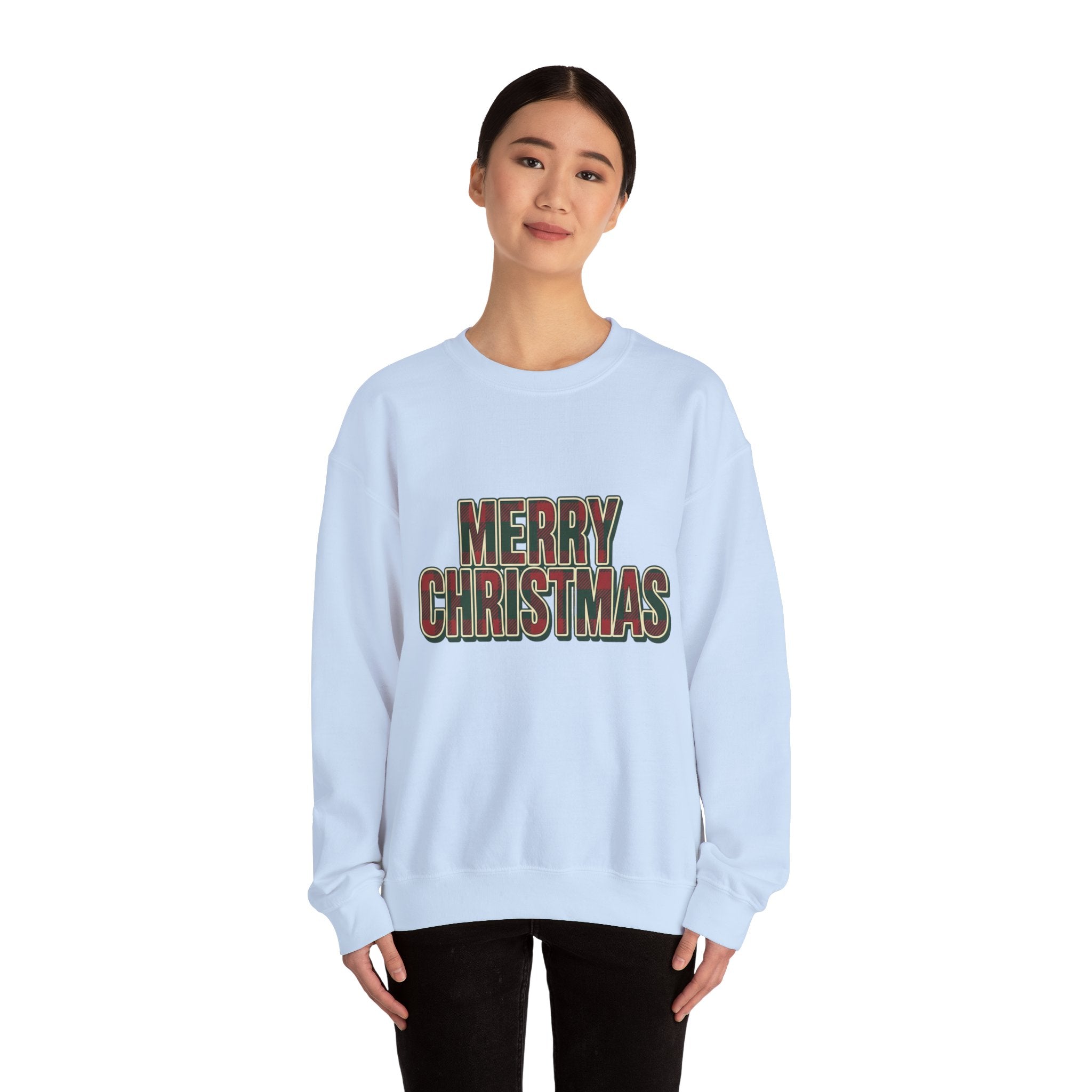 Merry Christmas Womens Christmas Sweatshirt | Plaid Letters