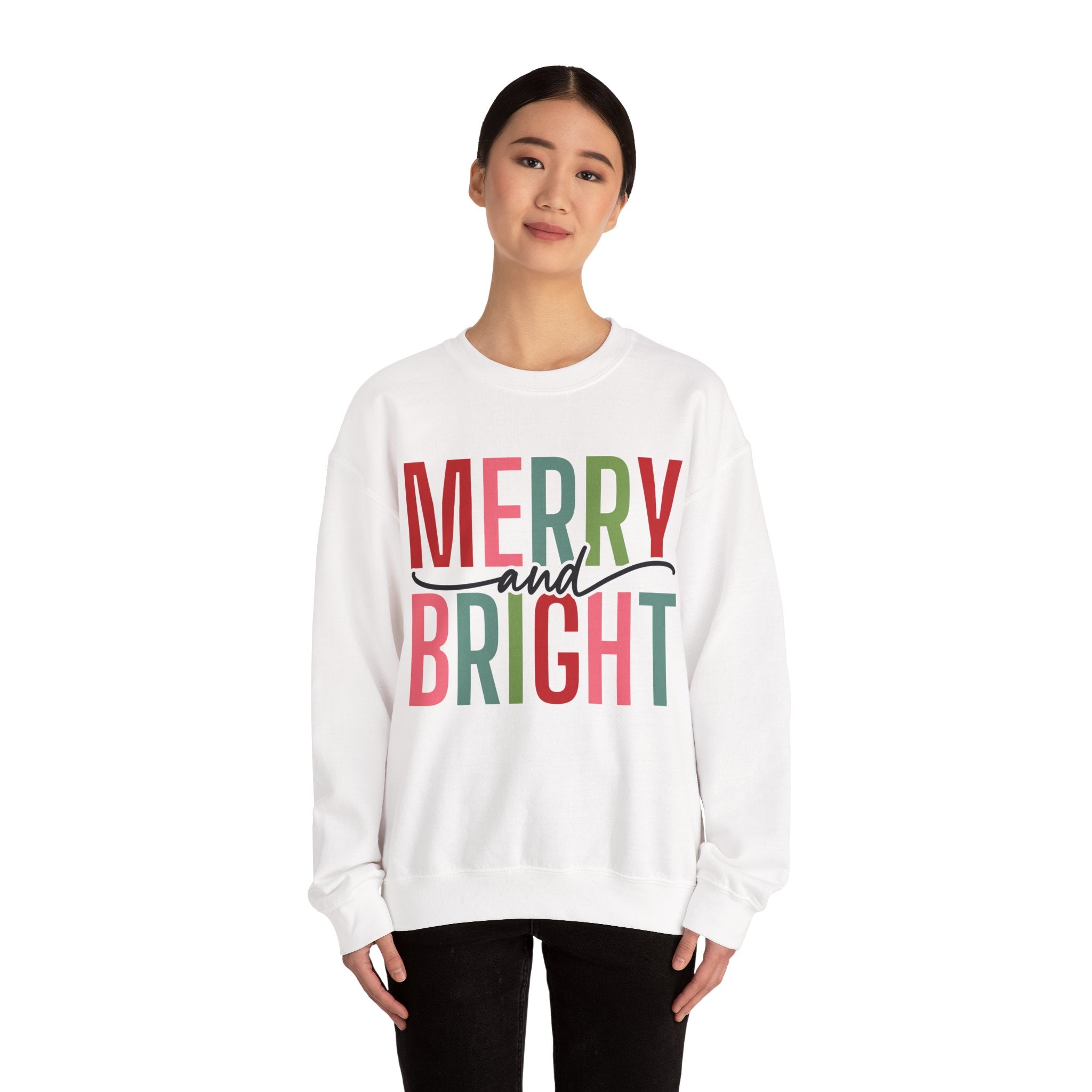Merry and Bright Christmas Sweatshirt for Women | Christmas Holiday Crewneck Sweatshirt