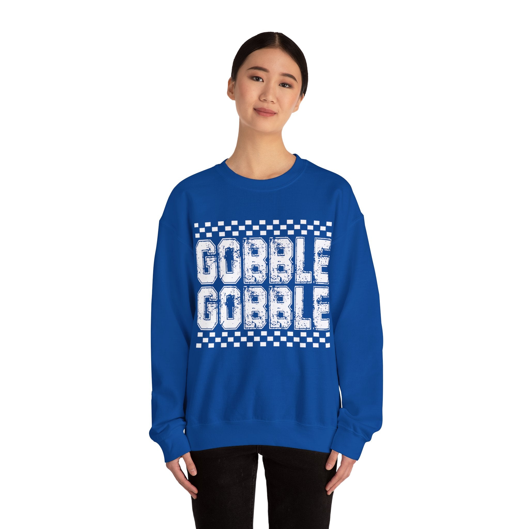Gobble Gobble Checkerboard Thanksgiving Sweatshirt