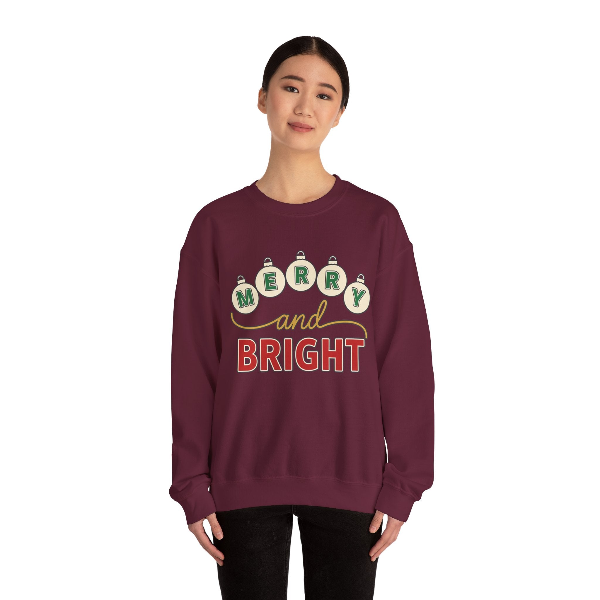 Merry and Bright Womens Christmas Ornaments Sweatshirt
