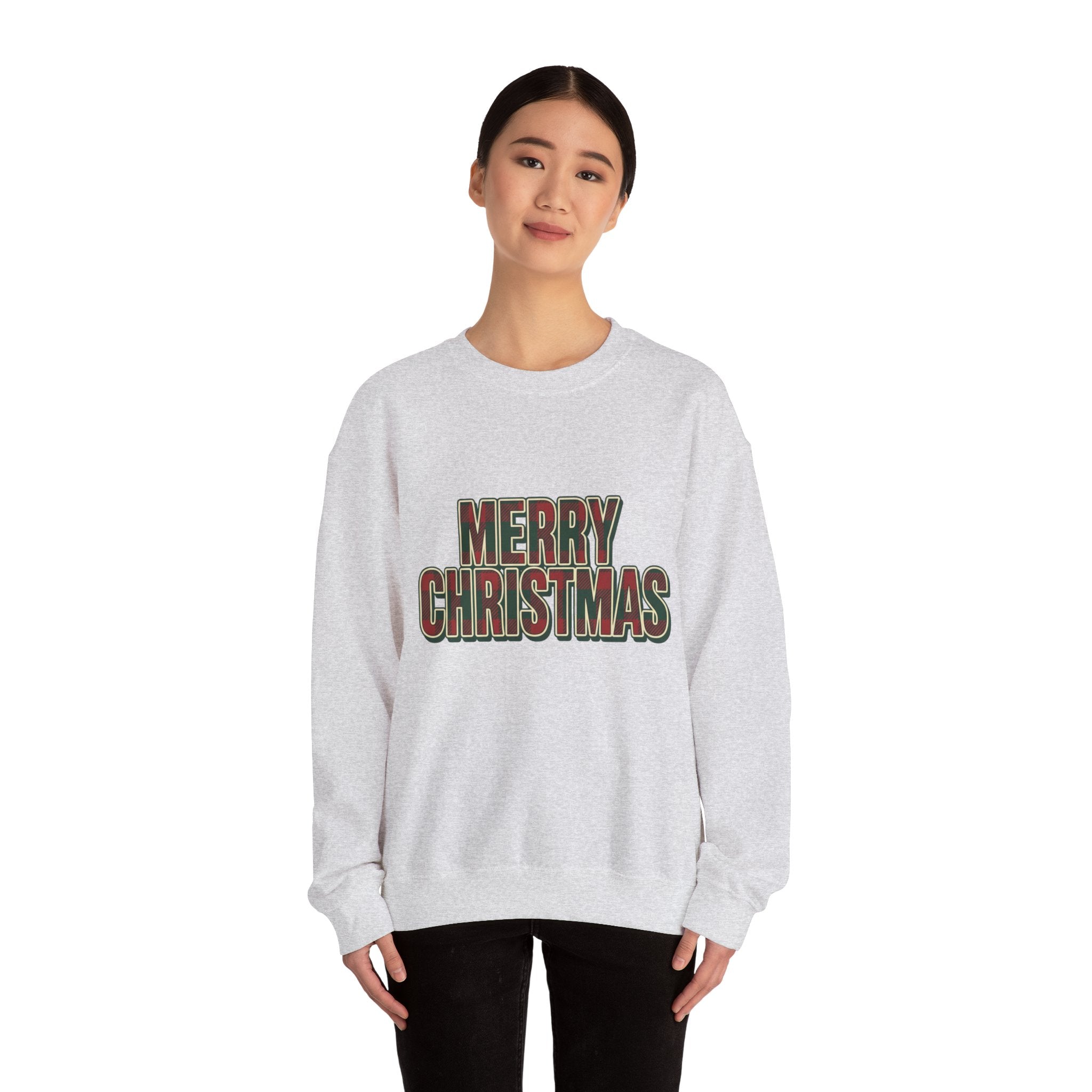 Merry Christmas Womens Christmas Sweatshirt | Plaid Letters