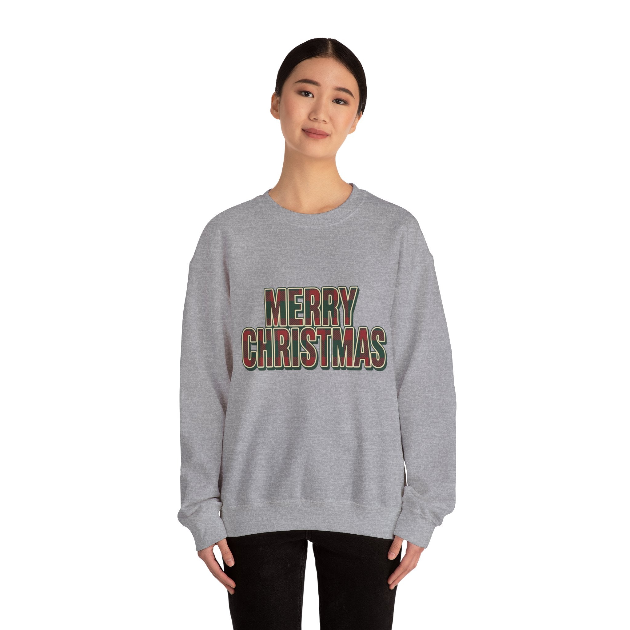 Merry Christmas Womens Christmas Sweatshirt | Plaid Letters