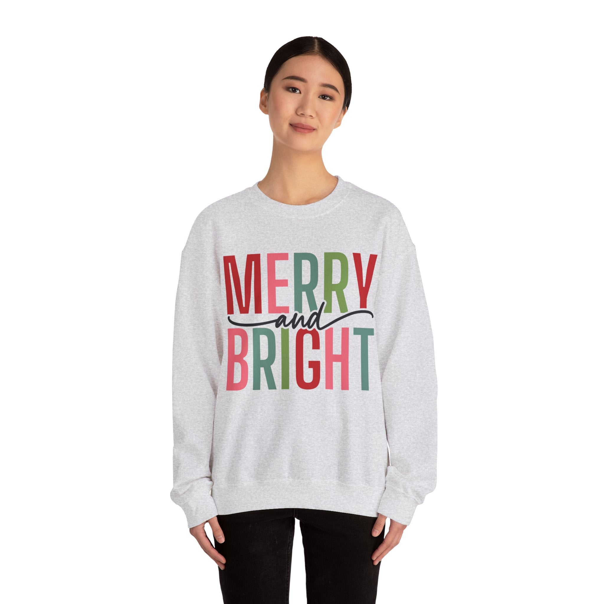Merry and Bright Christmas Sweatshirt for Women | Christmas Holiday Crewneck Sweatshirt