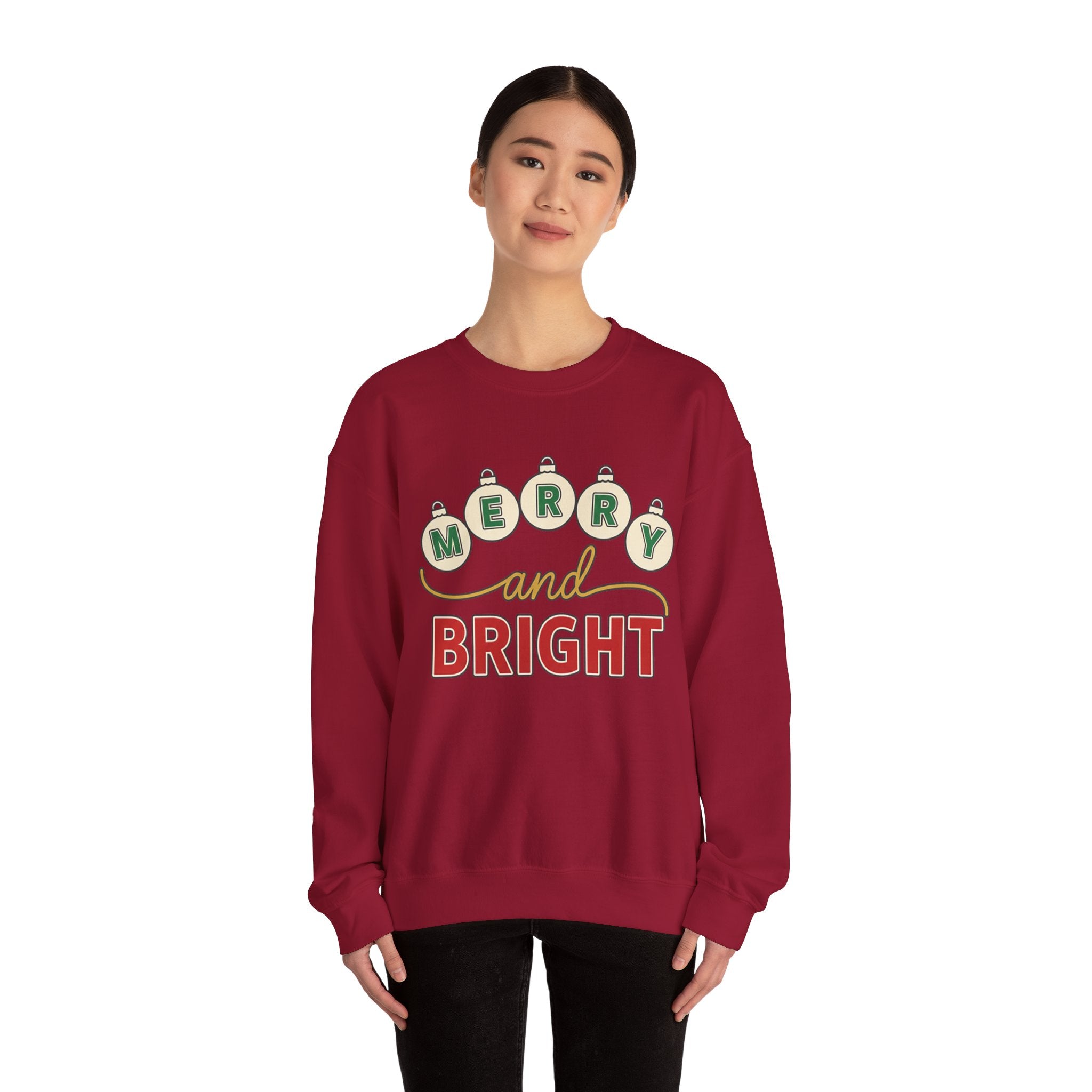 Merry and Bright Womens Christmas Ornaments Sweatshirt