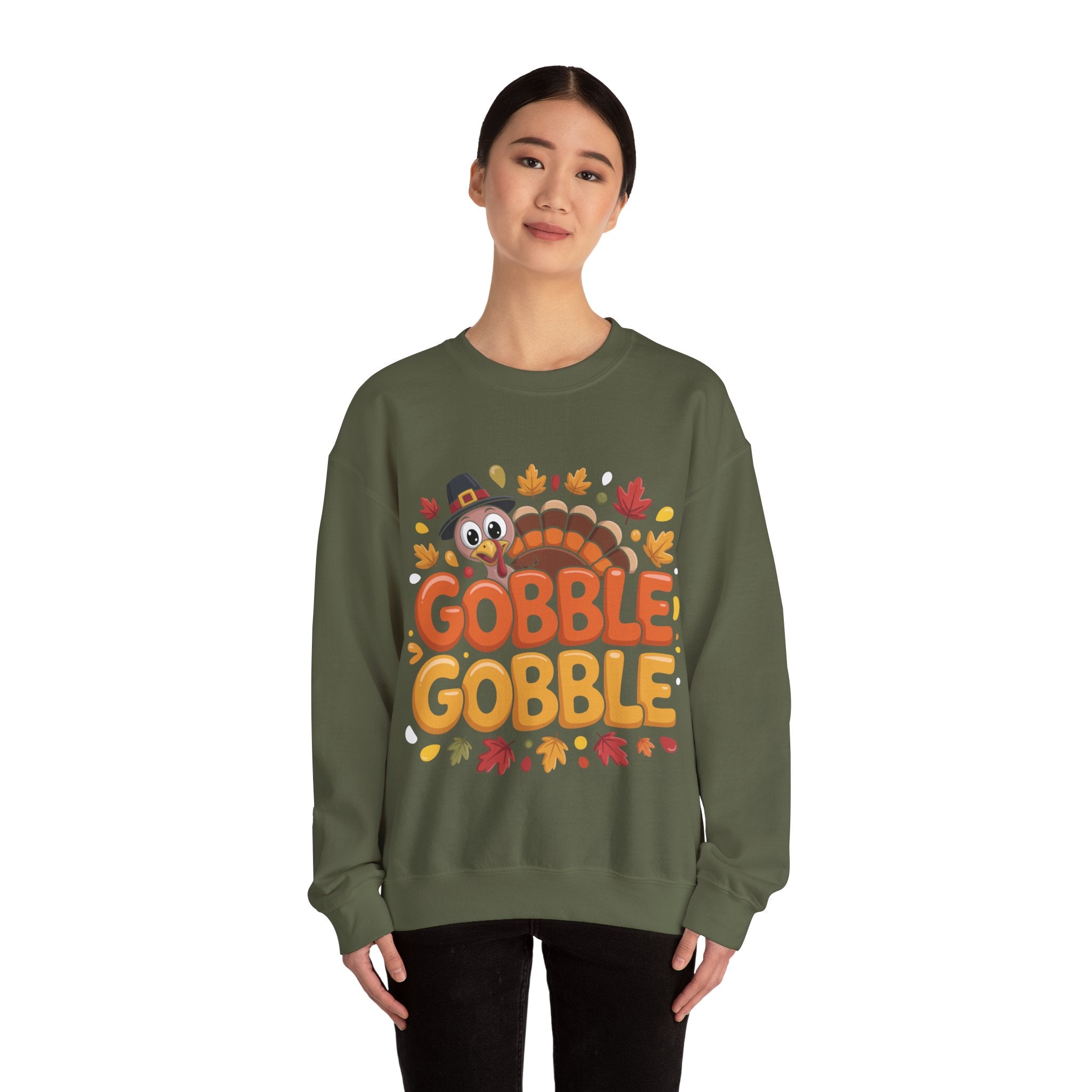 Gobble Gobble Turkey Thanksgiving Sweatshirt Crewneck Pullover Sweatshirt