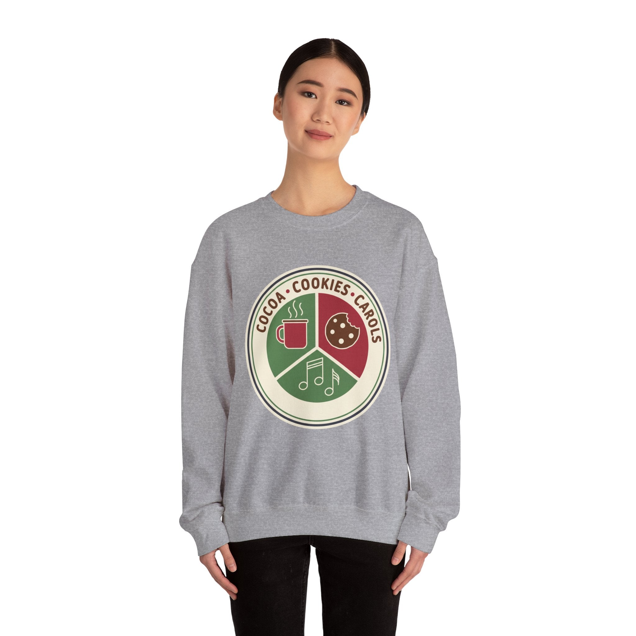 Cocoa Cookies Carols Christmas Sweatshirt | Womens Holiday Sweatshirt