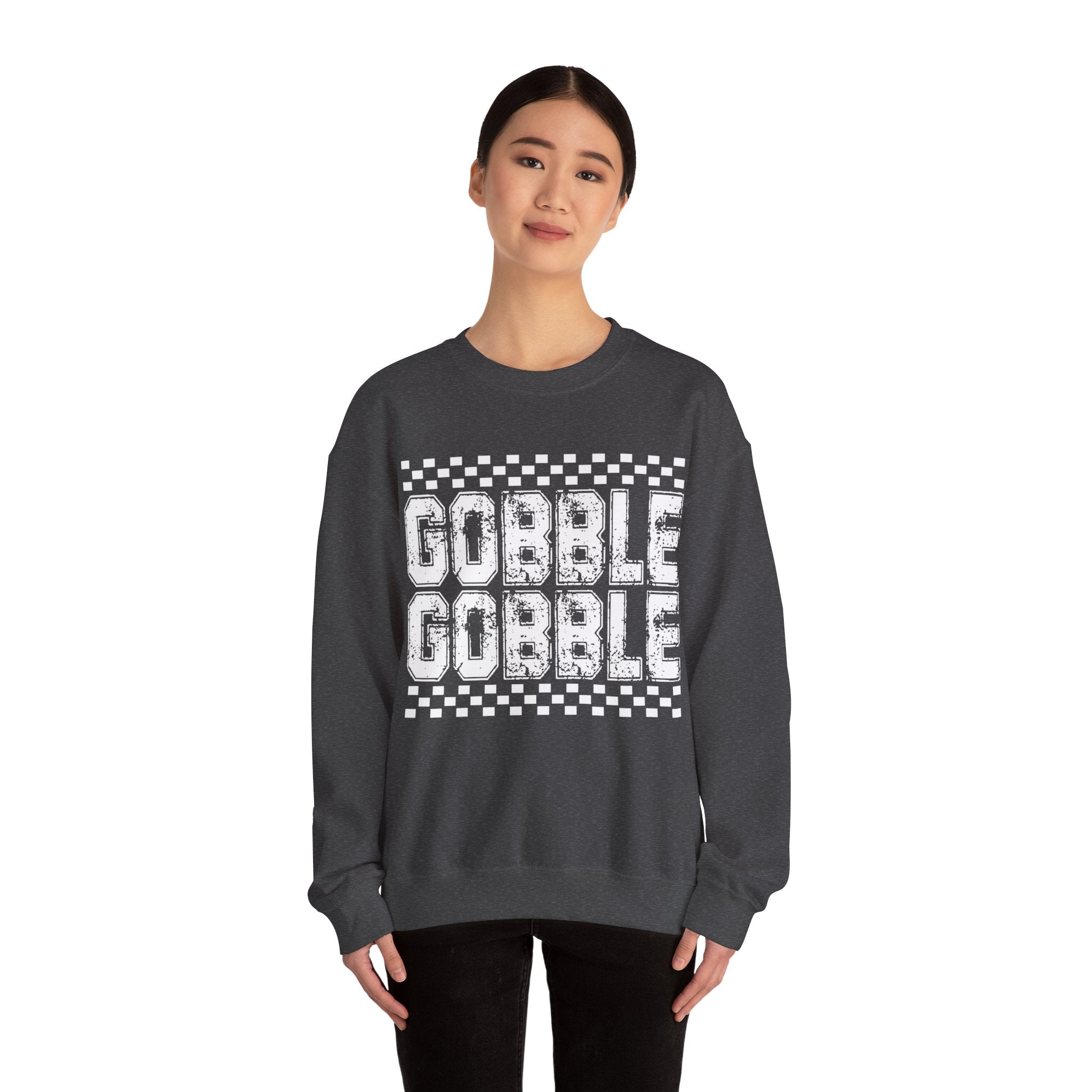 Gobble Gobble Checkerboard Thanksgiving Sweatshirt