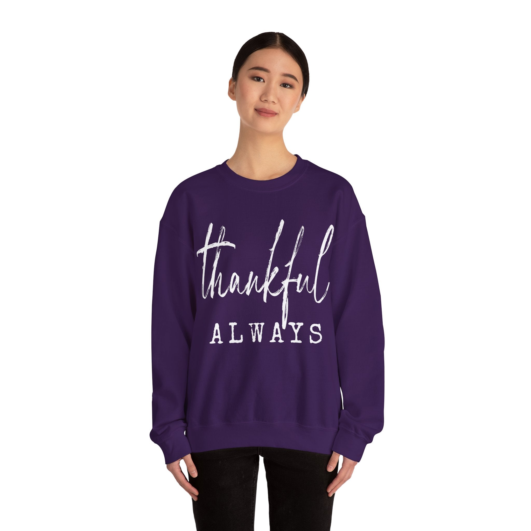 Thankful Always Thanksgiving Crewneck Womens Sweatshirt