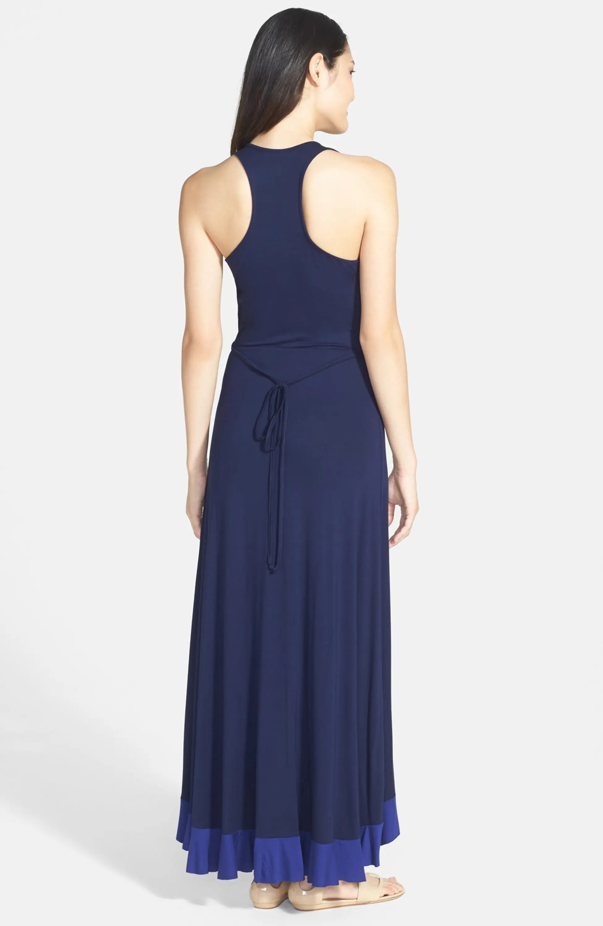 Ruffled Faux Wrap Maxi Dress
