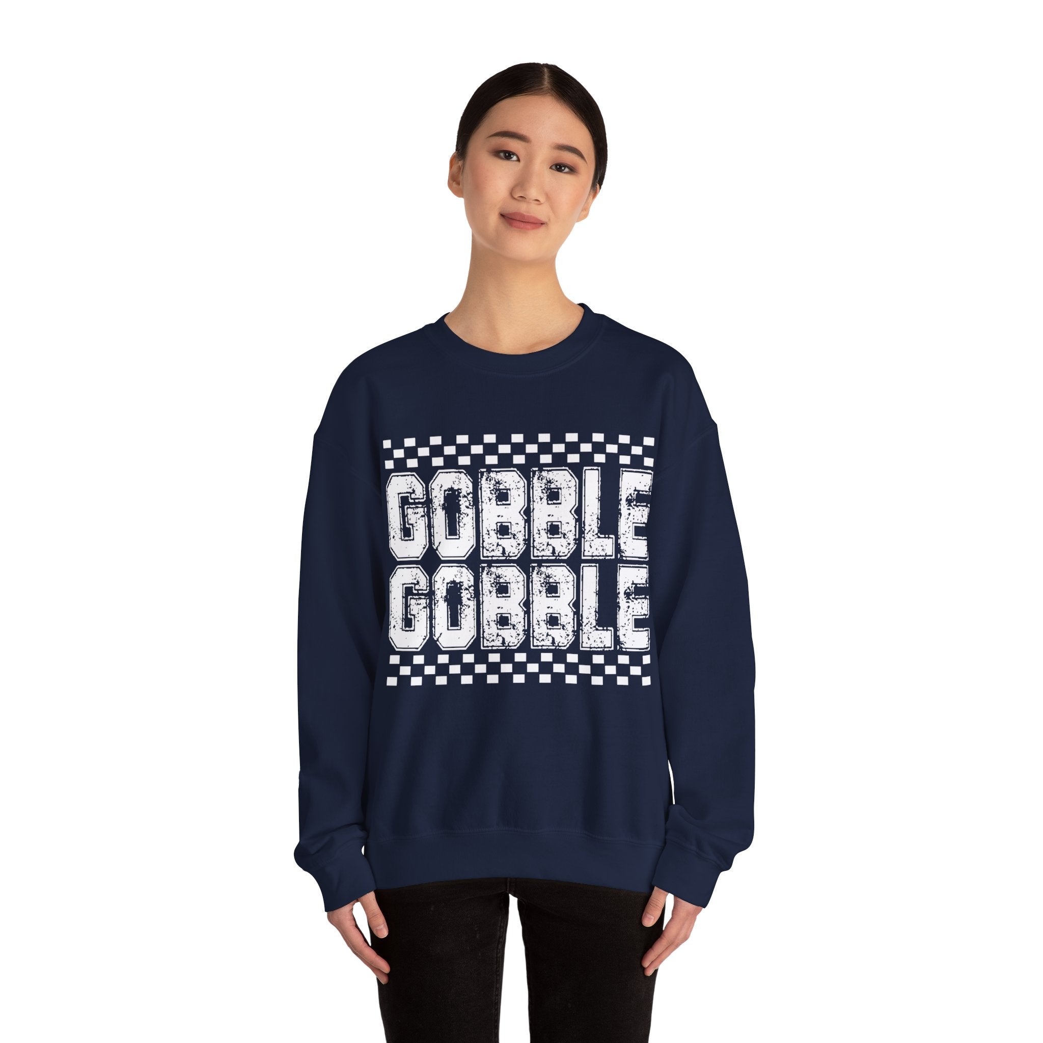 Gobble Gobble Checkerboard Thanksgiving Sweatshirt