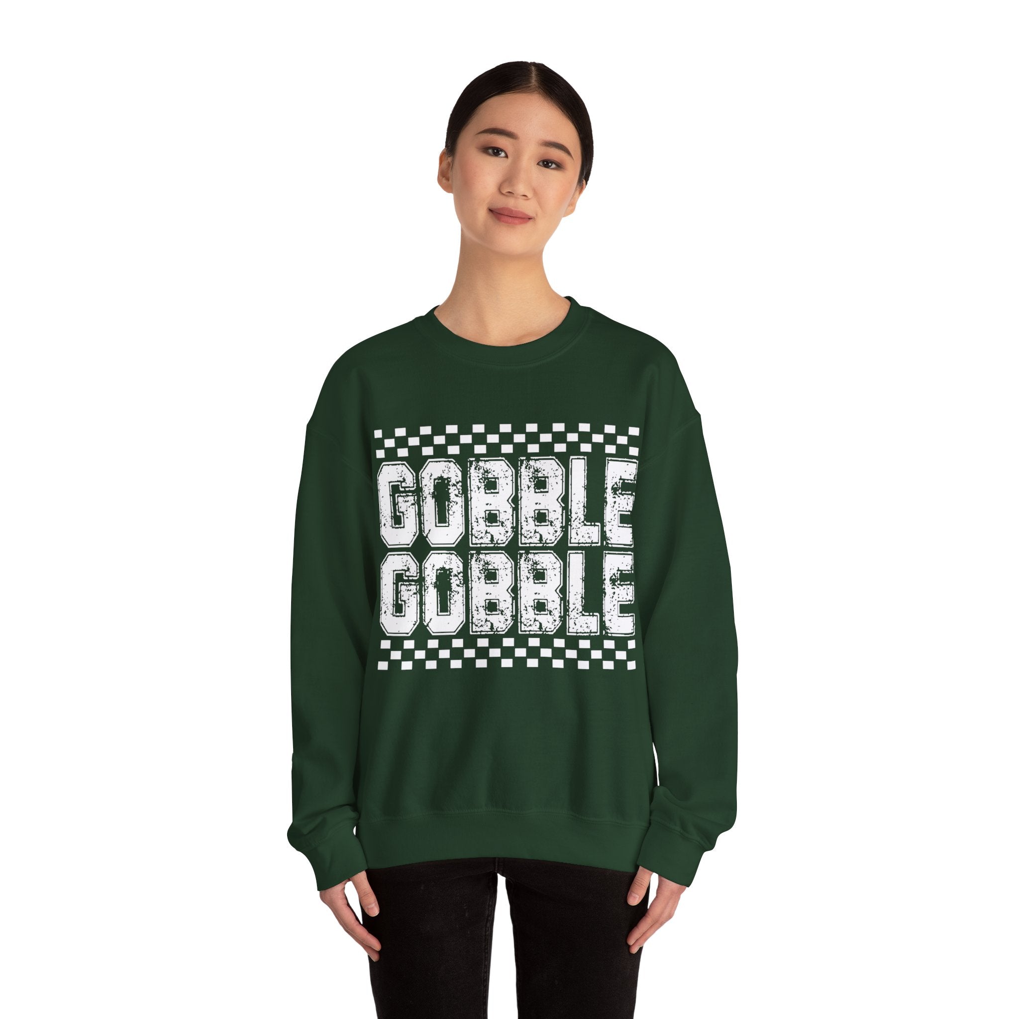 Gobble Gobble Checkerboard Thanksgiving Sweatshirt