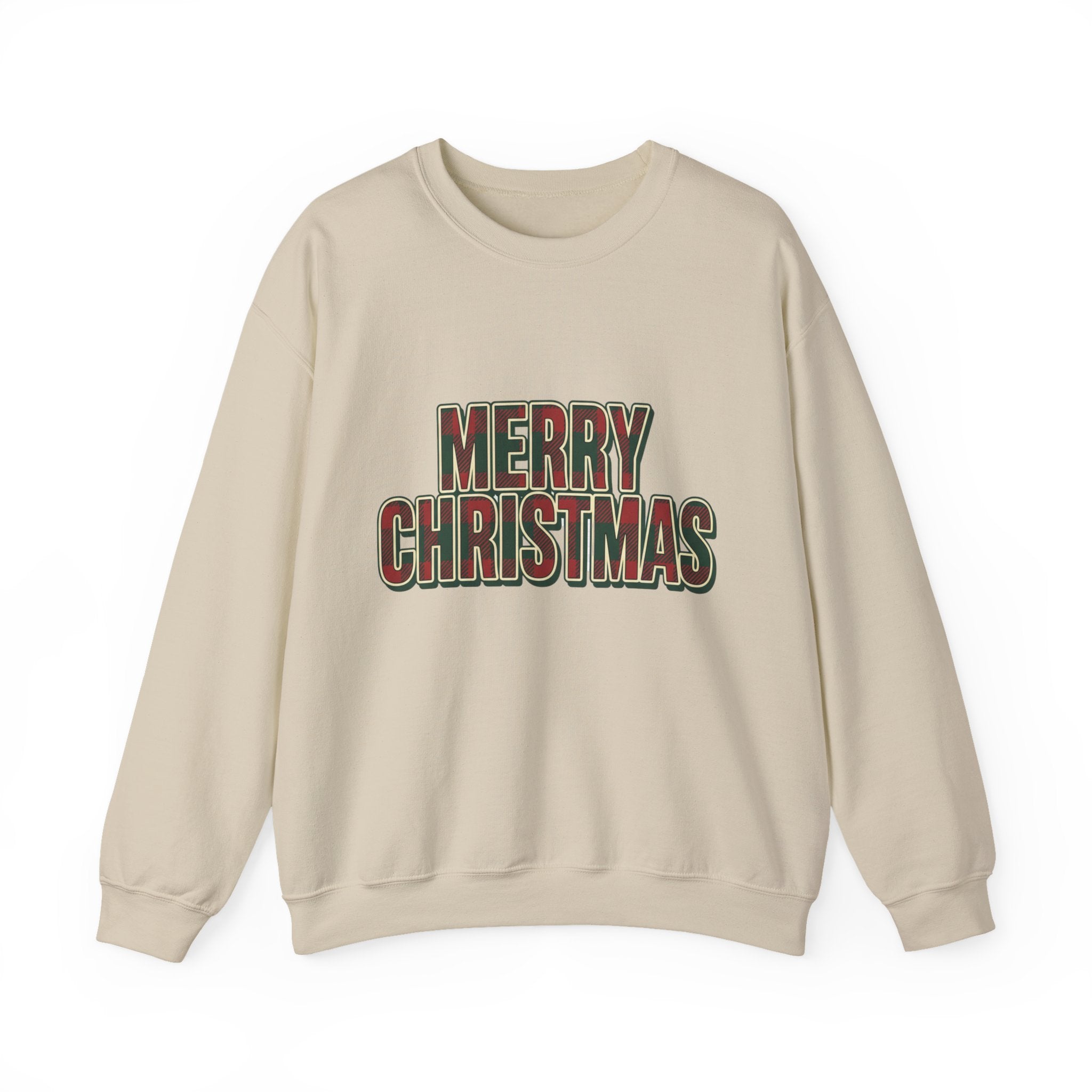 Merry Christmas Womens Christmas Sweatshirt | Plaid Letters