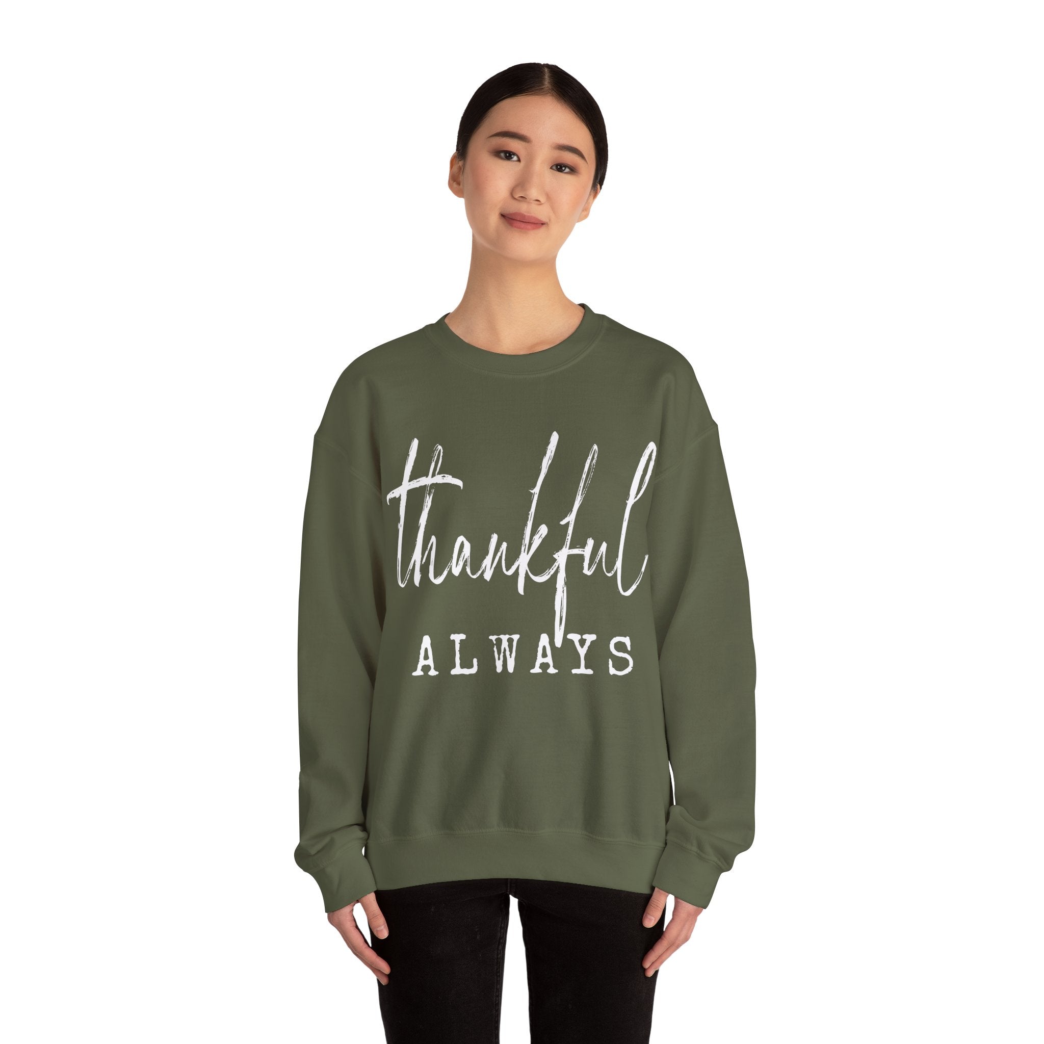 Thankful Always Thanksgiving Crewneck Womens Sweatshirt