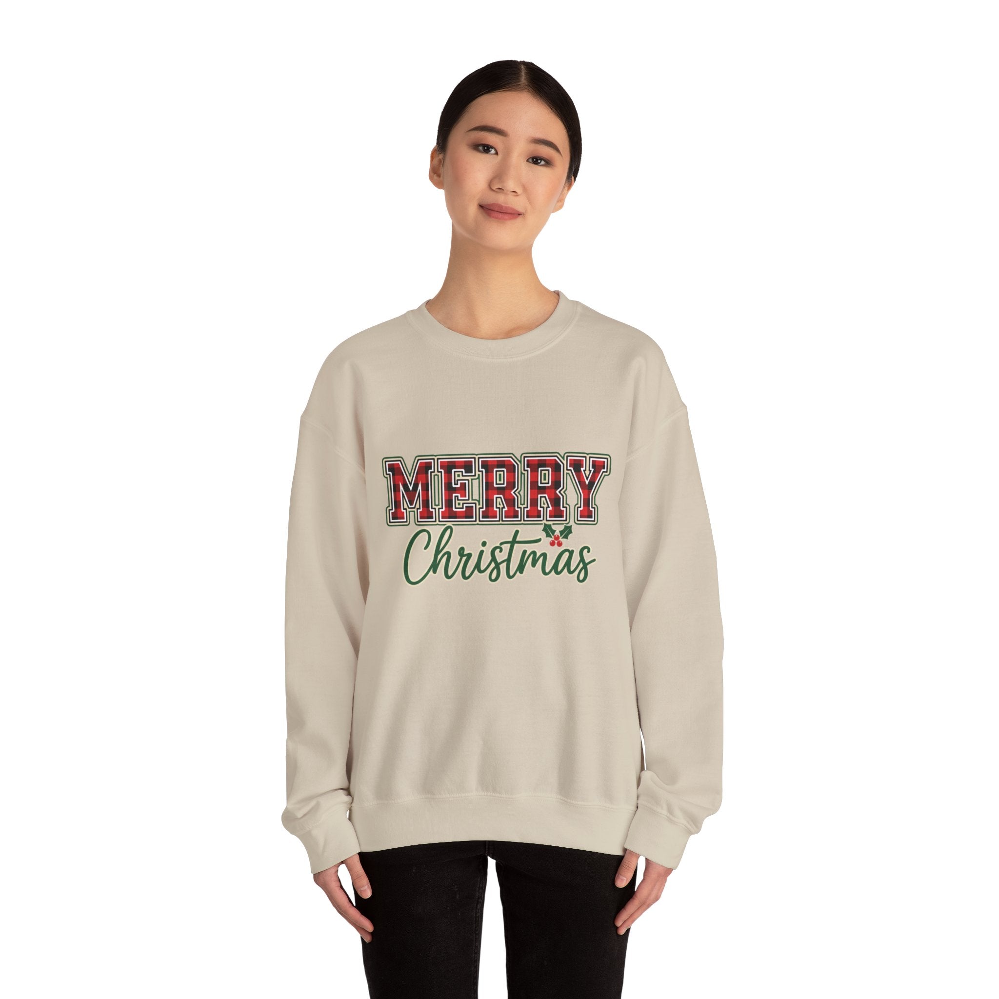 Classic Merry Christmas Womens Christmas Sweatshirt | Holiday Sweater for Women