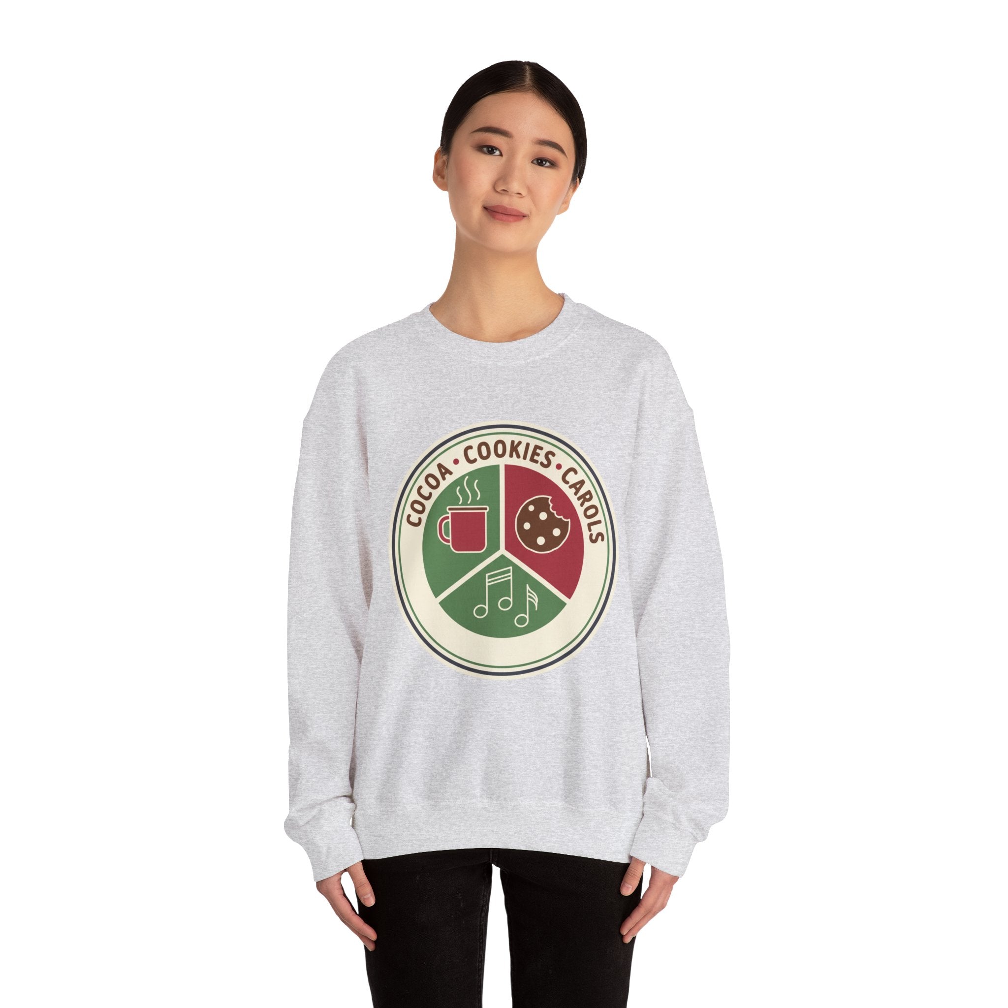 Cocoa Cookies Carols Christmas Sweatshirt | Womens Holiday Sweatshirt
