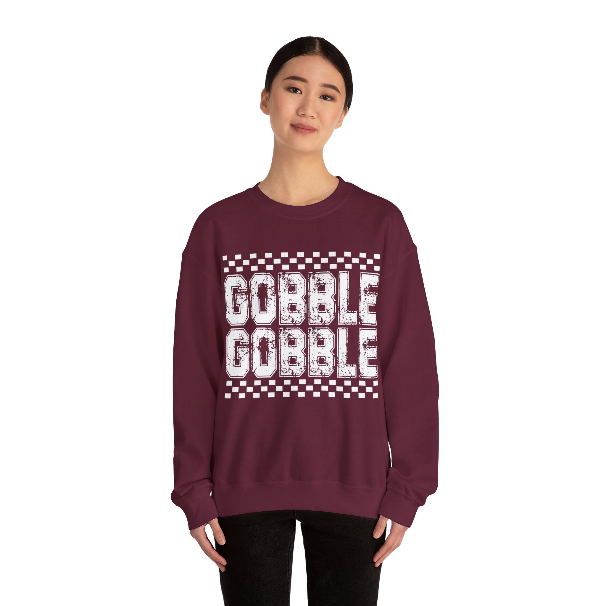 Gobble Gobble Checkerboard Thanksgiving Sweatshirt