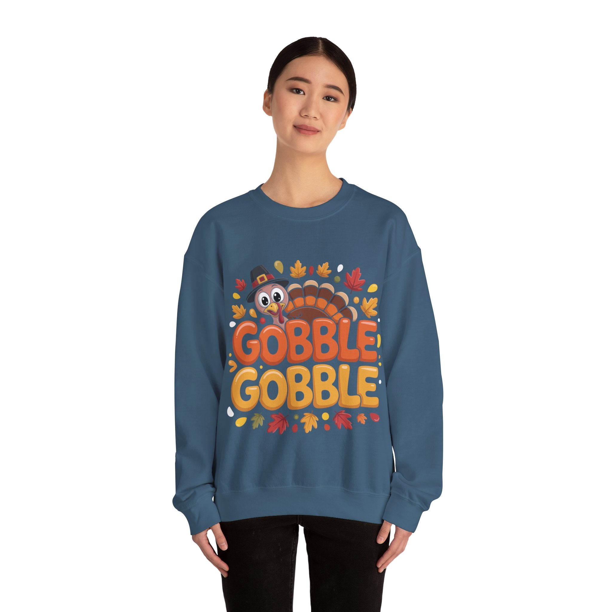 Gobble Gobble Turkey Thanksgiving Sweatshirt Crewneck Pullover Sweatshirt