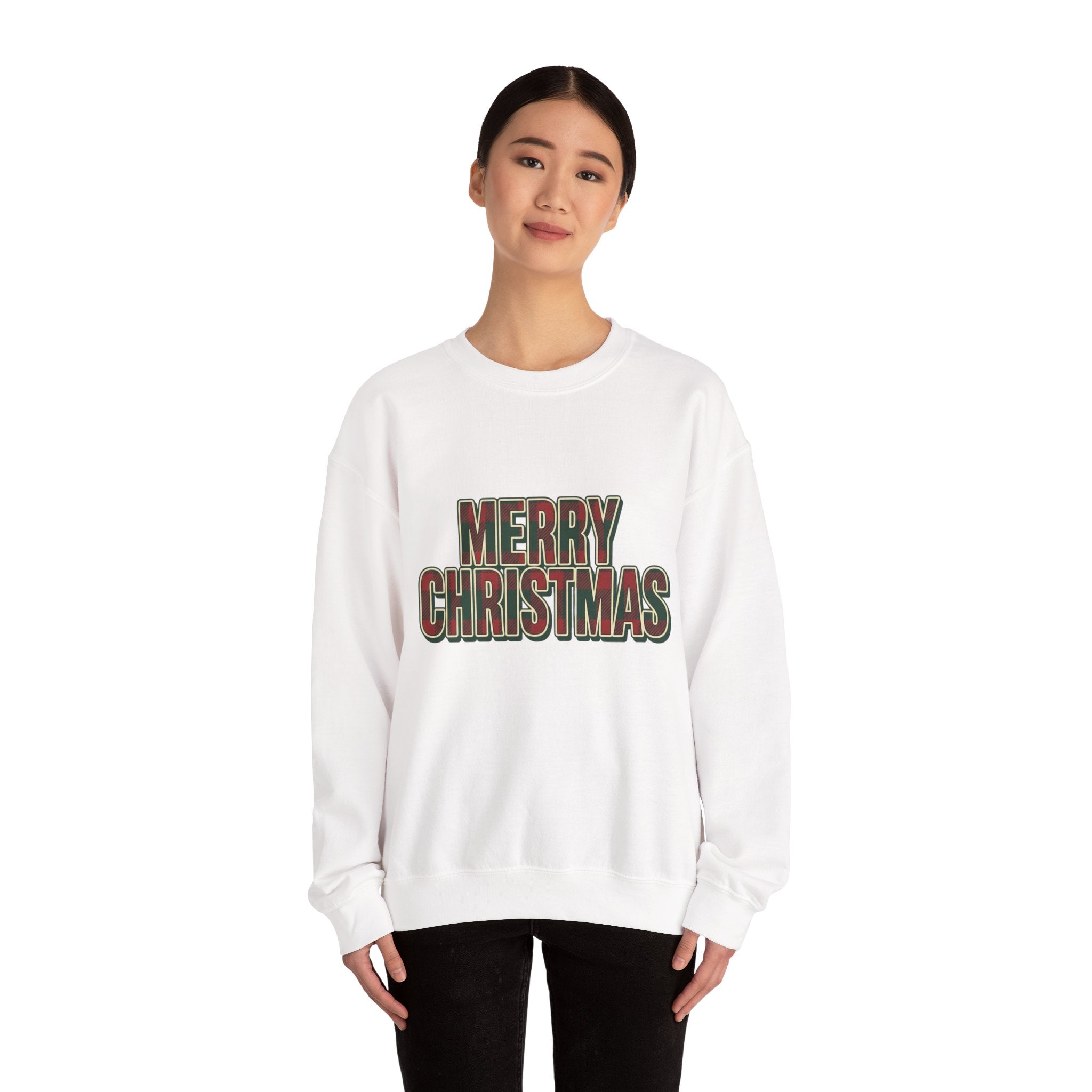 Merry Christmas Womens Christmas Sweatshirt | Plaid Letters