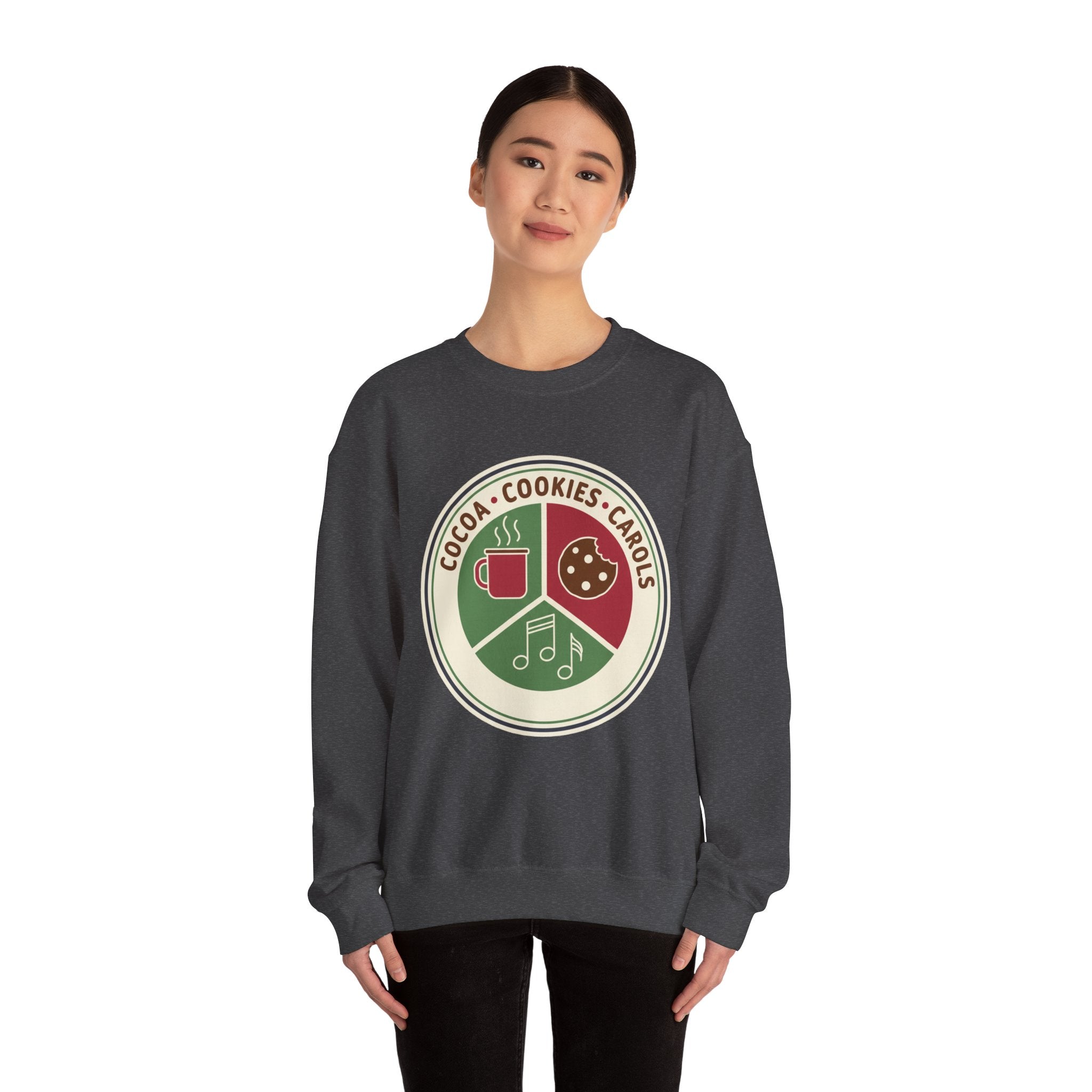 Cocoa Cookies Carols Christmas Sweatshirt | Womens Holiday Sweatshirt