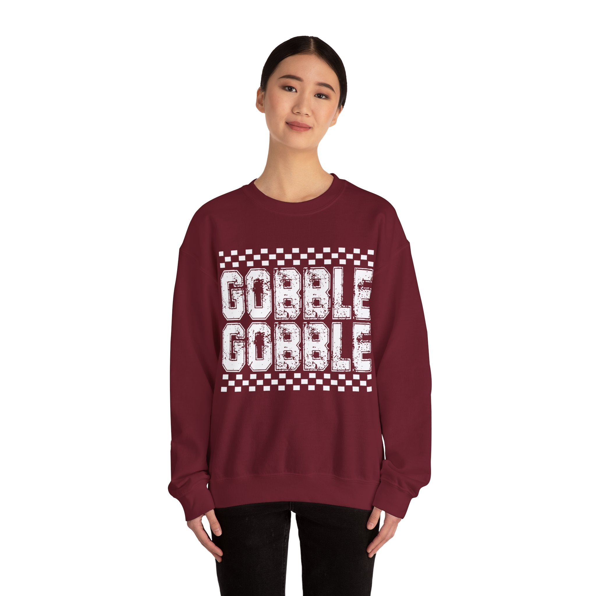 Gobble Gobble Checkerboard Thanksgiving Sweatshirt