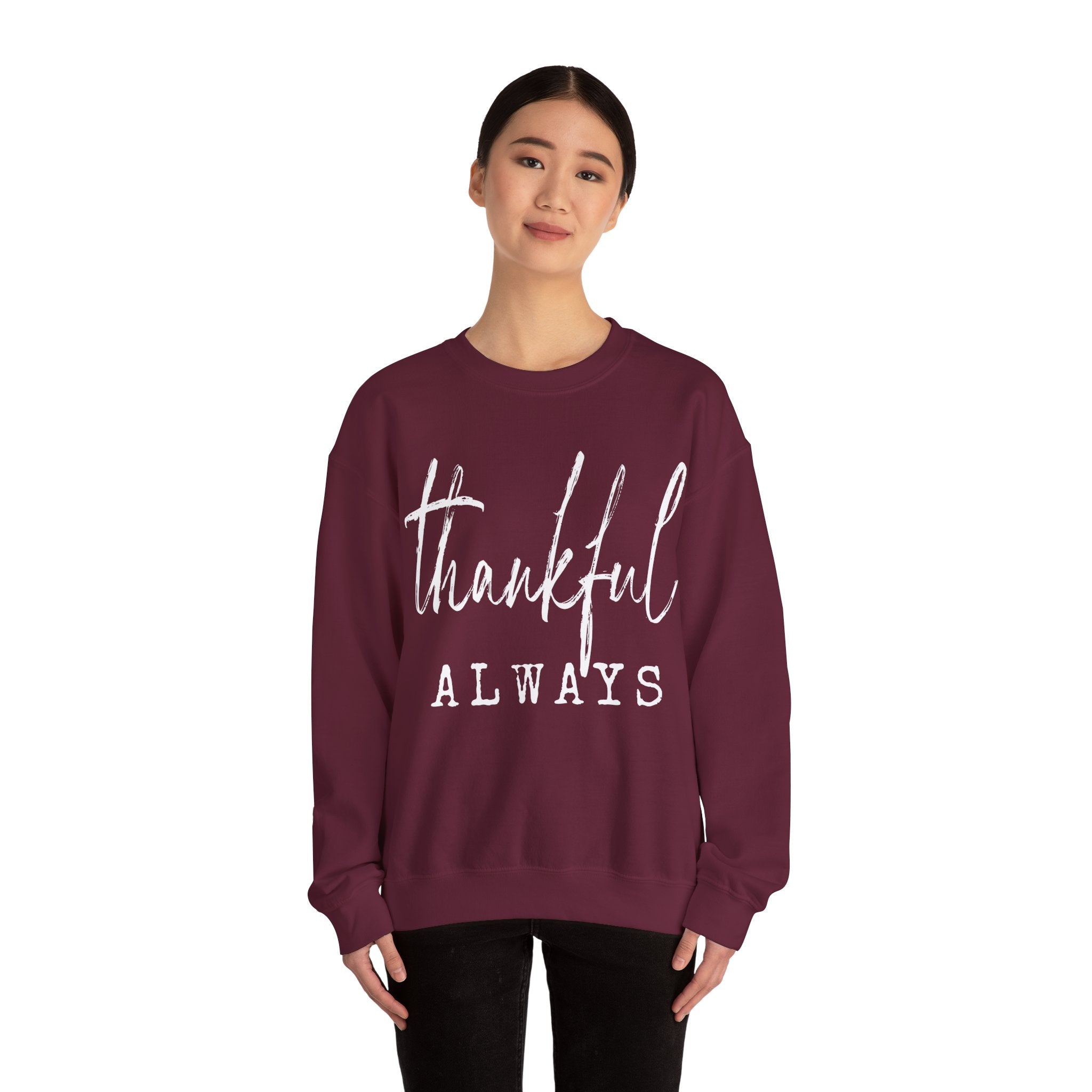 Thankful Always Thanksgiving Crewneck Womens Sweatshirt