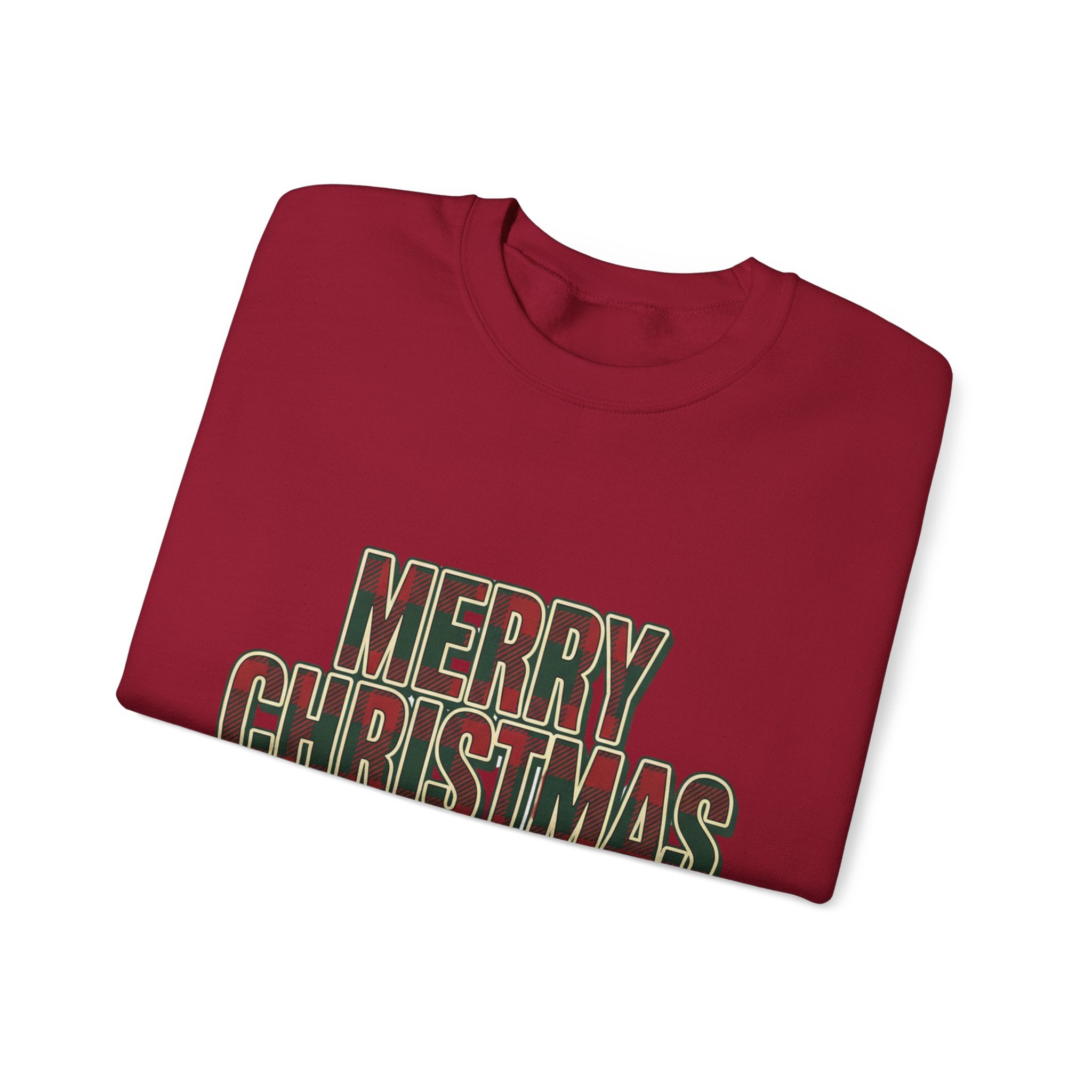 Merry Christmas Womens Christmas Sweatshirt | Plaid Letters