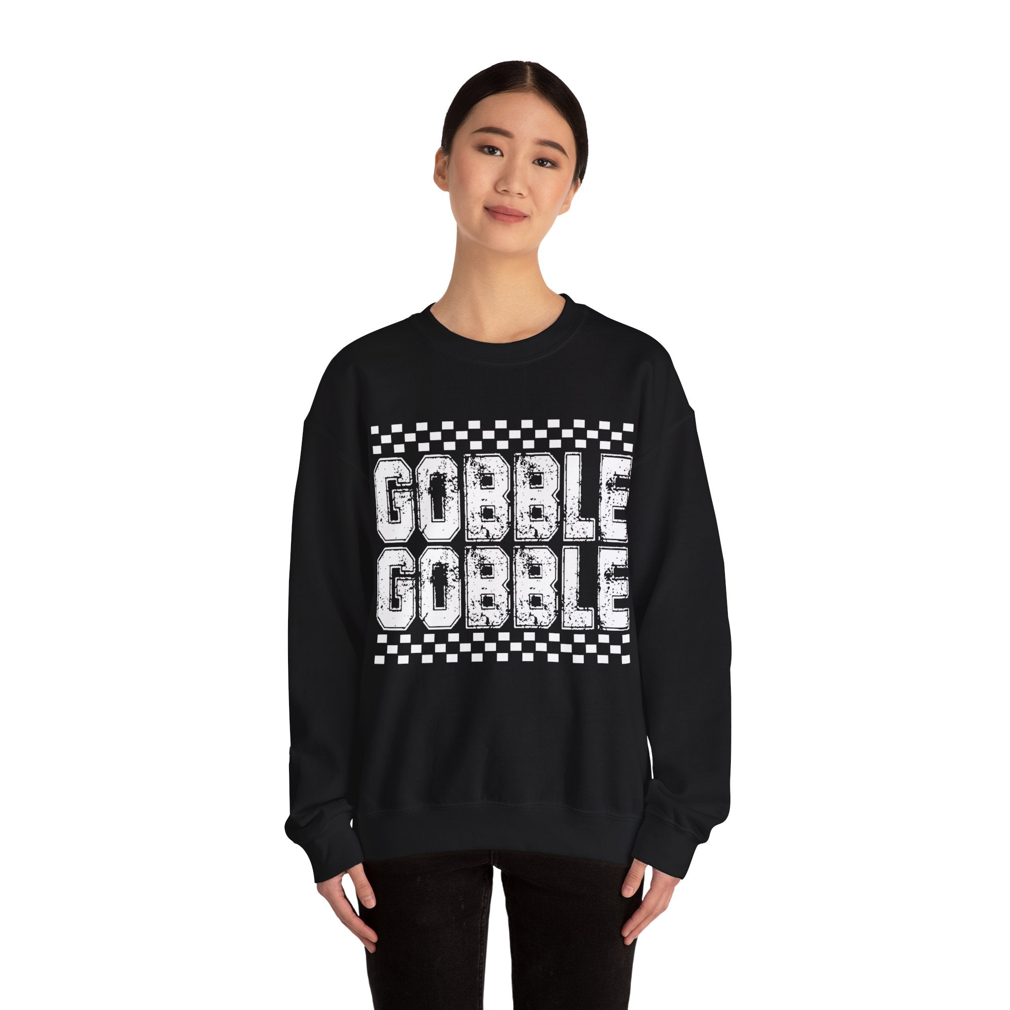 Gobble Gobble Checkerboard Thanksgiving Sweatshirt