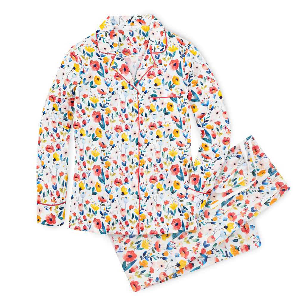 Womens 100% Cotton Pajama Set with Pockets