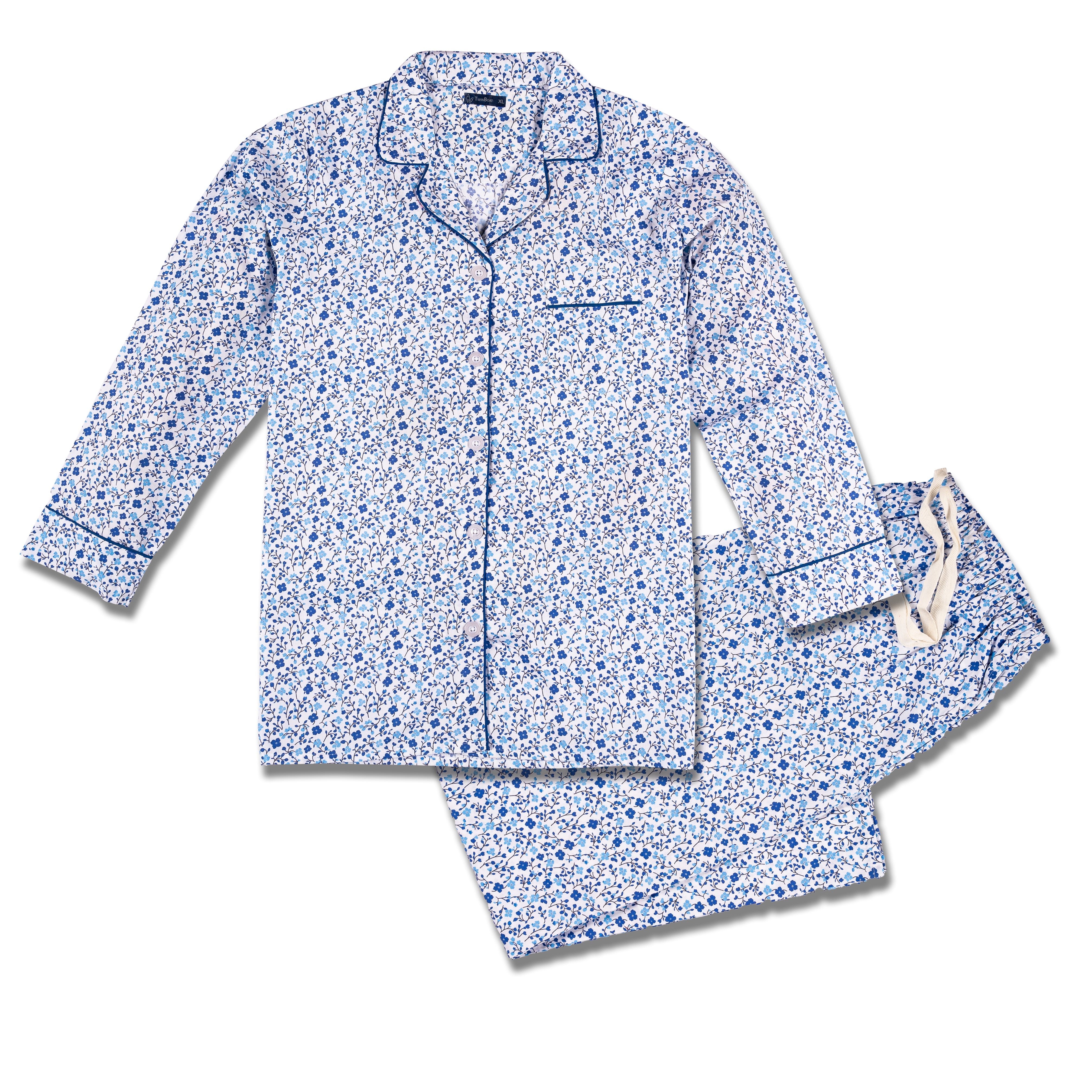 Womens 100% Cotton Poplin Pajama Set