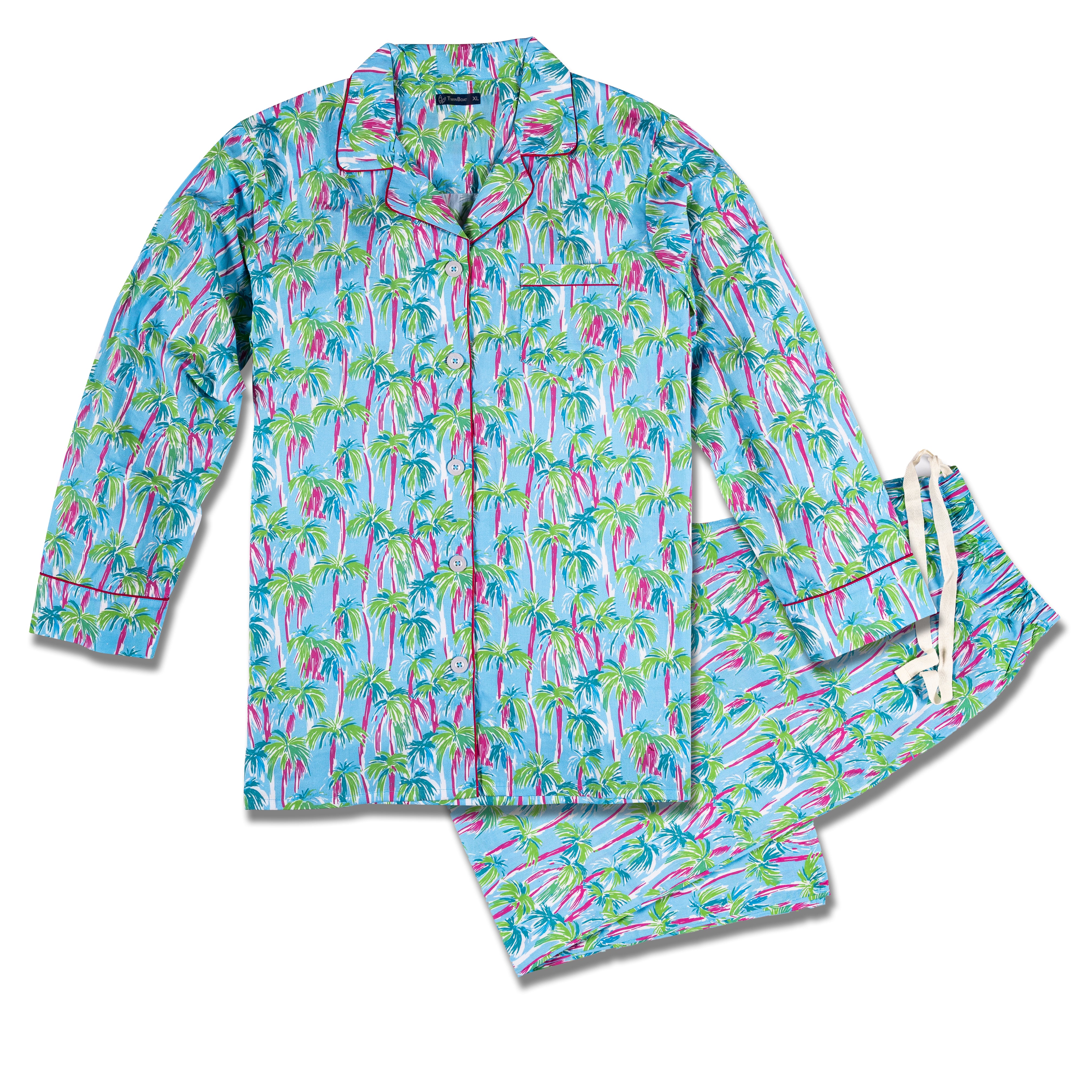 Womens 100% Cotton Poplin Pajama Set