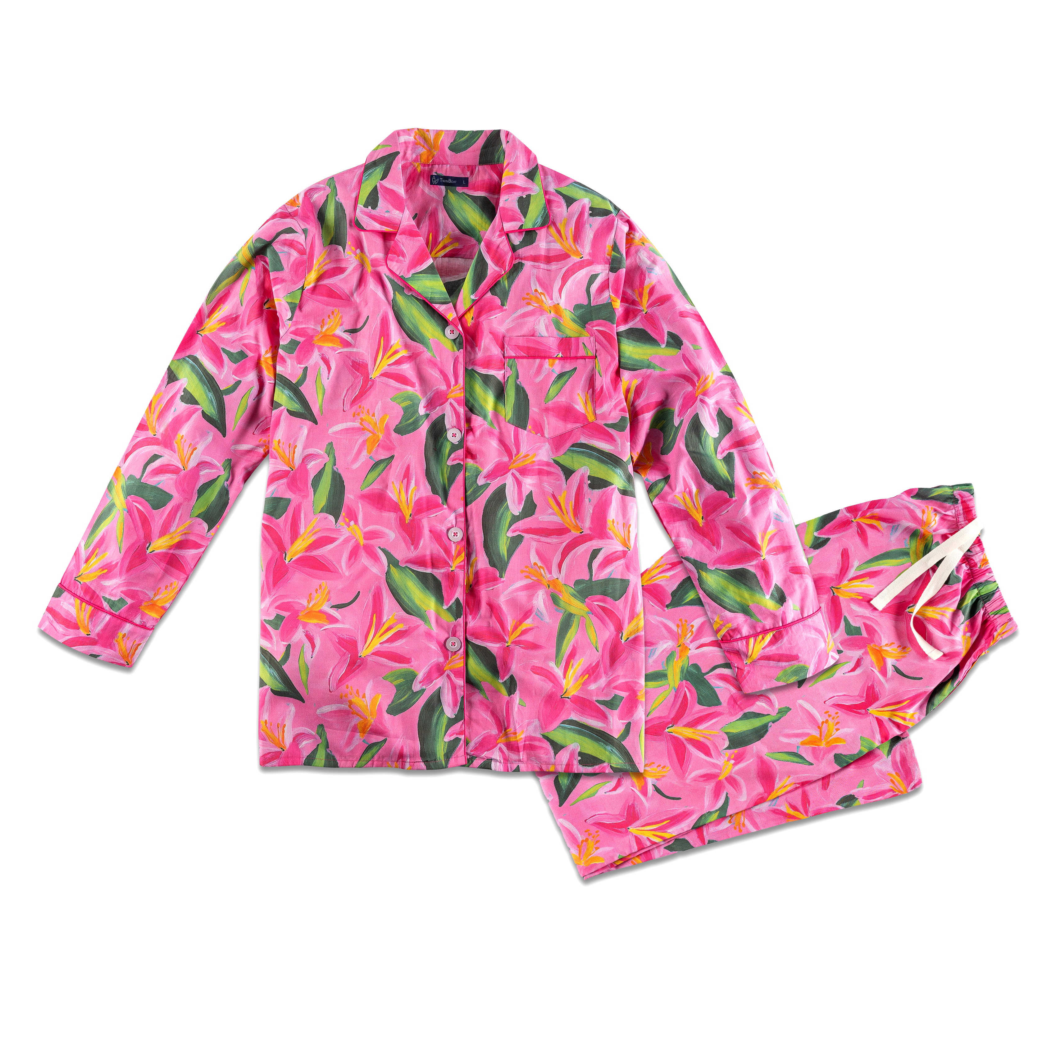 Womens 100% Cotton Poplin Pajama Set