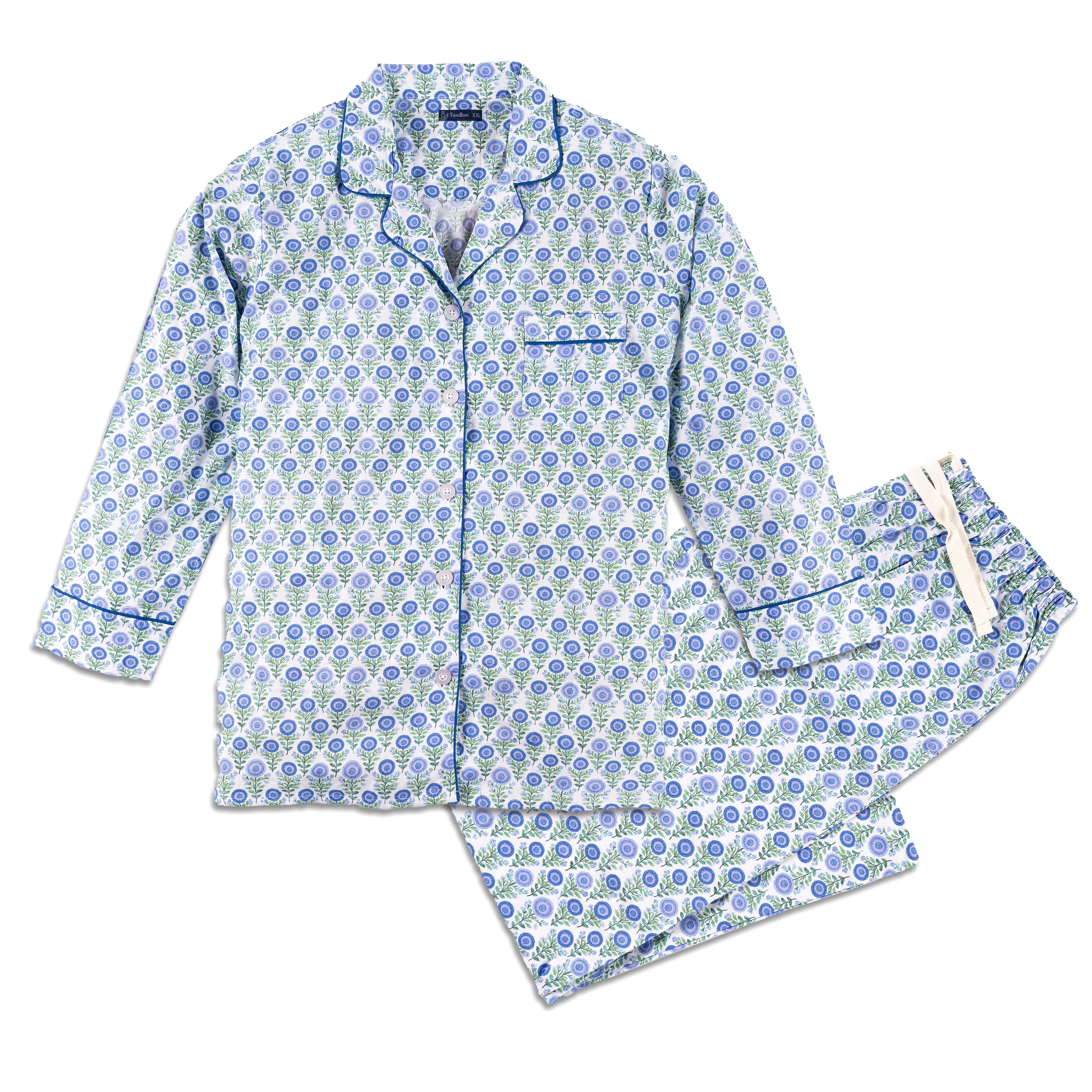 Womens 100% Cotton Poplin Pajama Set