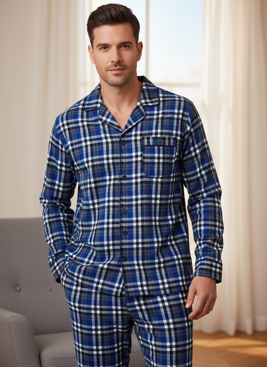 Plaid Blue Gray White