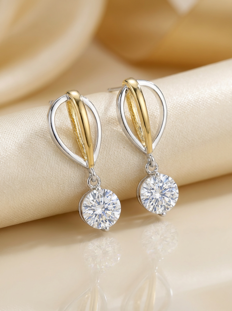 3 Carat Rhodium Plated CZ Dangle Earrings