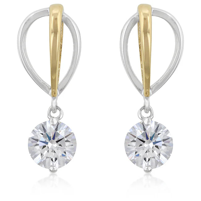 3 Carat Rhodium Plated CZ Dangle Earrings