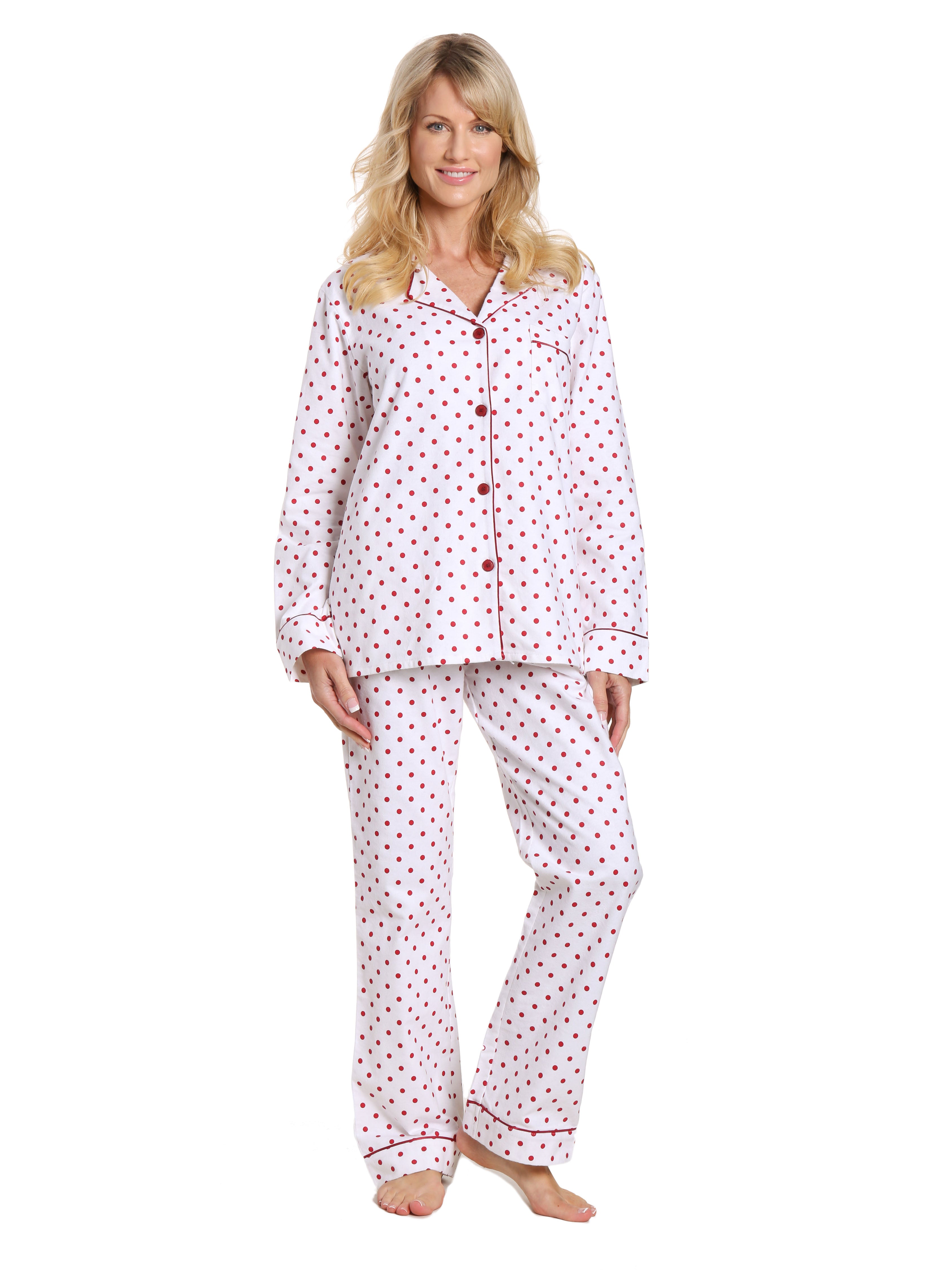 Womens Premium 100% Cotton Flannel Pajama Sleepwear Set