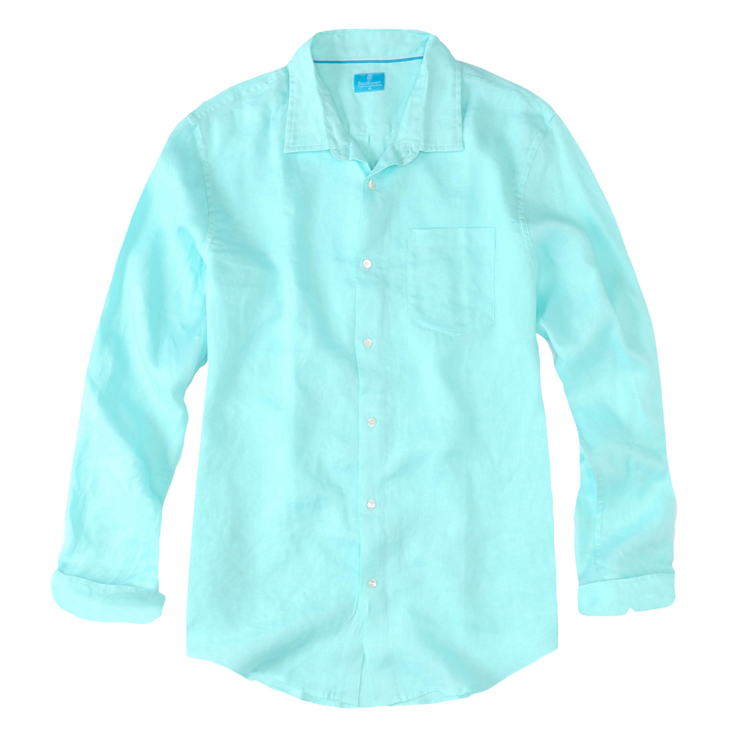 Mens Linen Shirt Aqua Blue