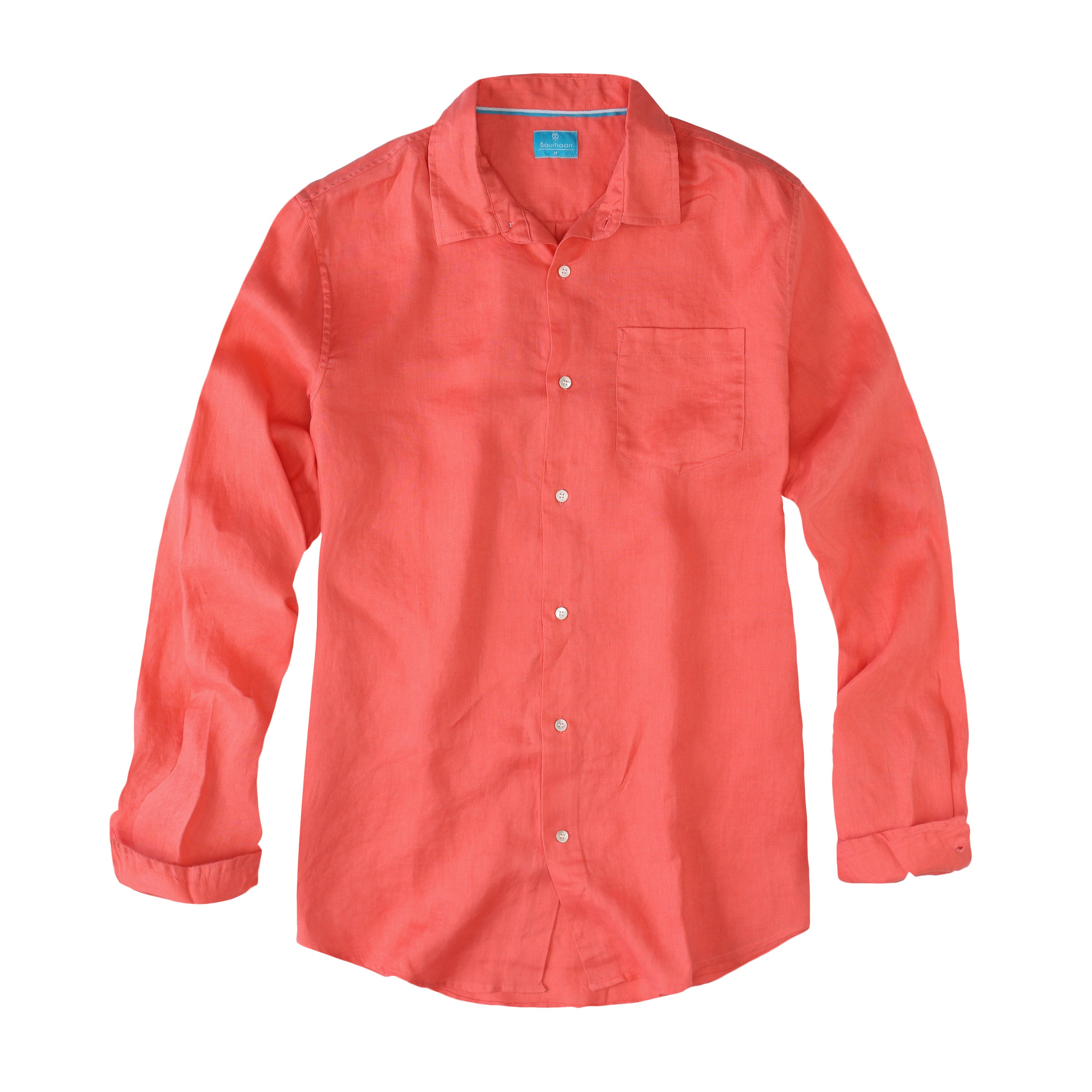 Mens Linen Shirt Coral