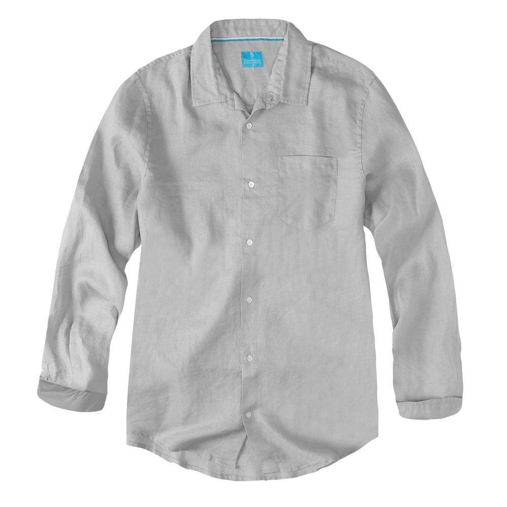 Mens Linen Shirt Grey