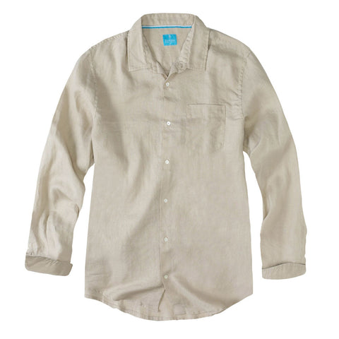 Men's Regular Fit Long Sleeve 100% Linen Shirt