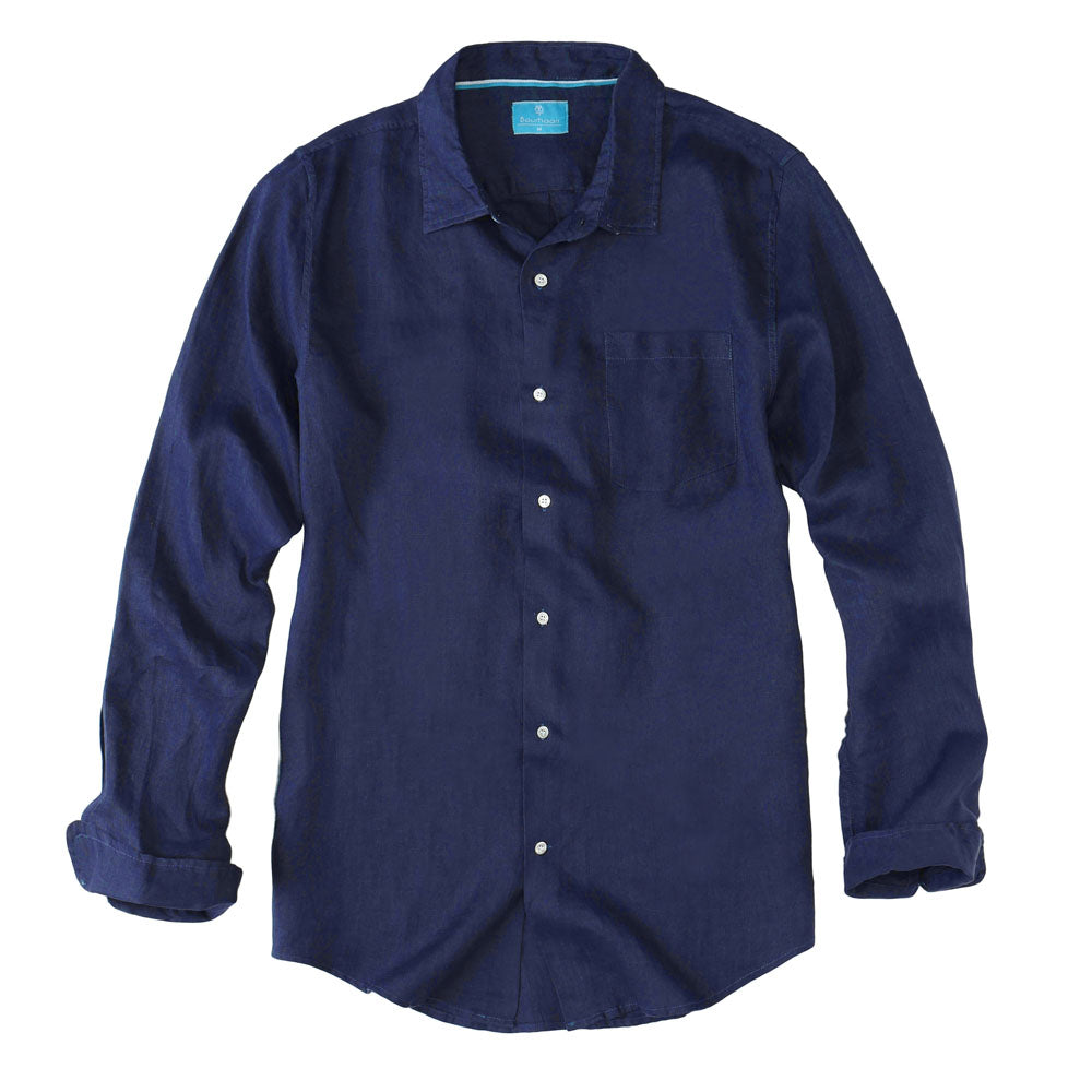 Mens Linen Shirt Navy Blue