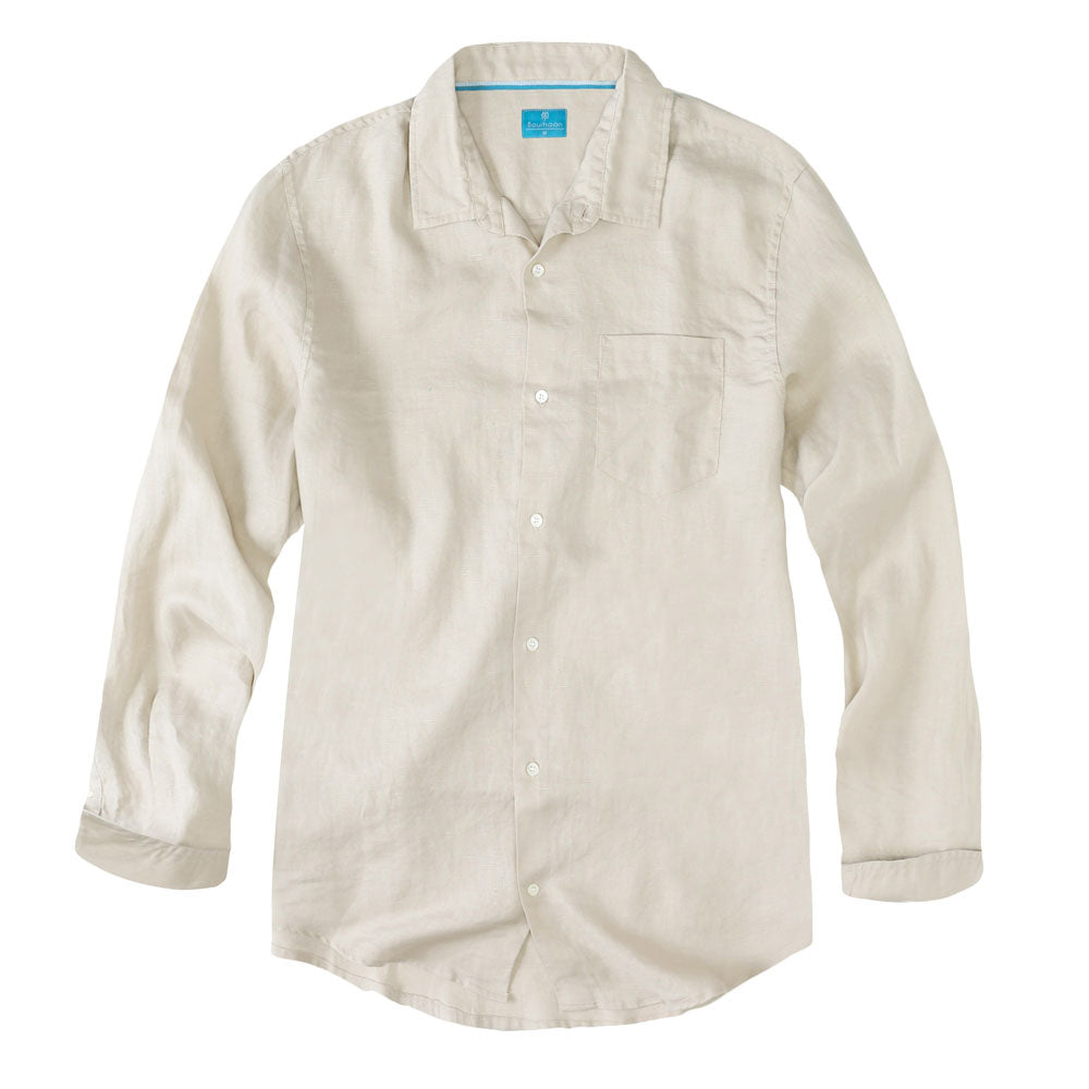 Mens Linen Shirt Beige