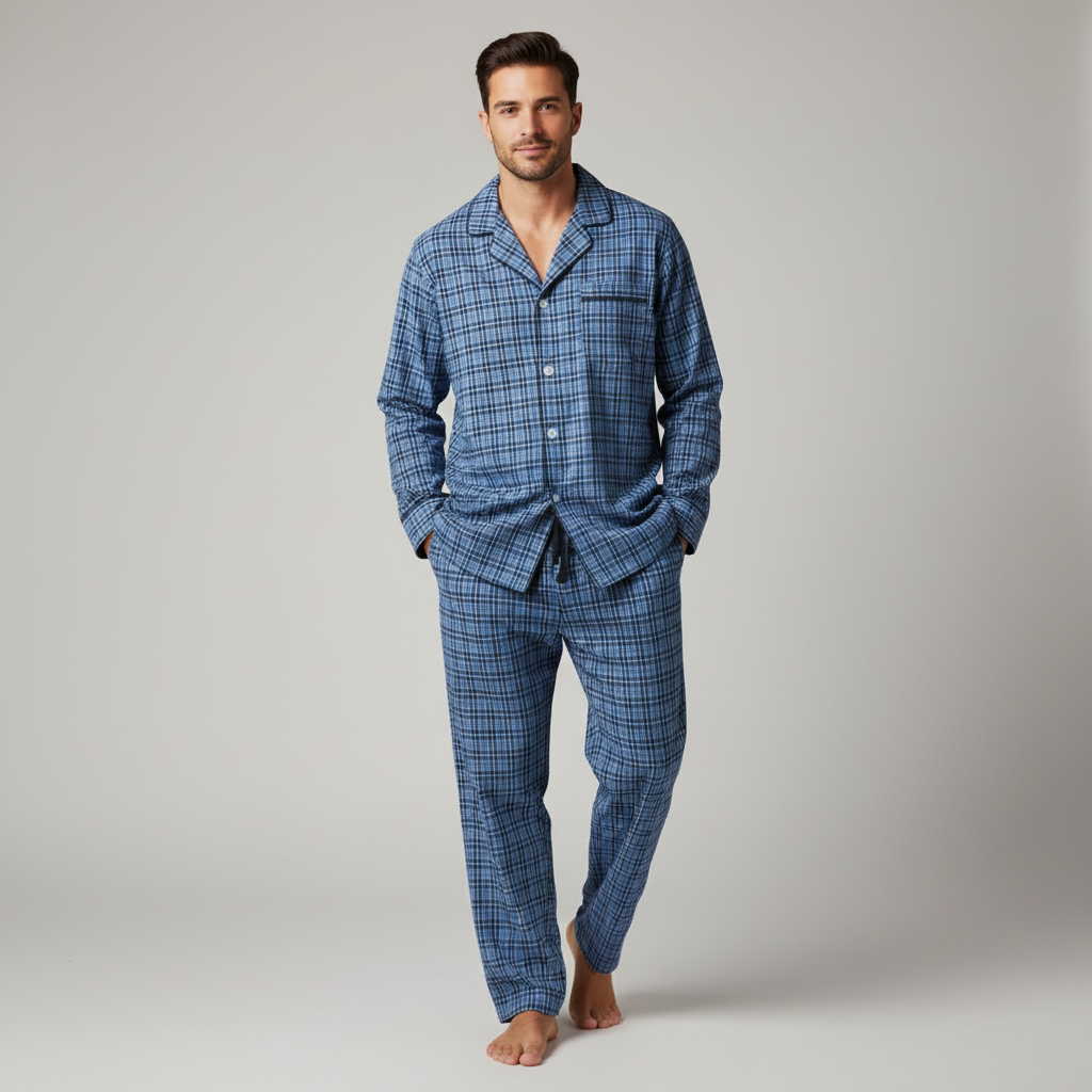 Plaid Navy Blue White