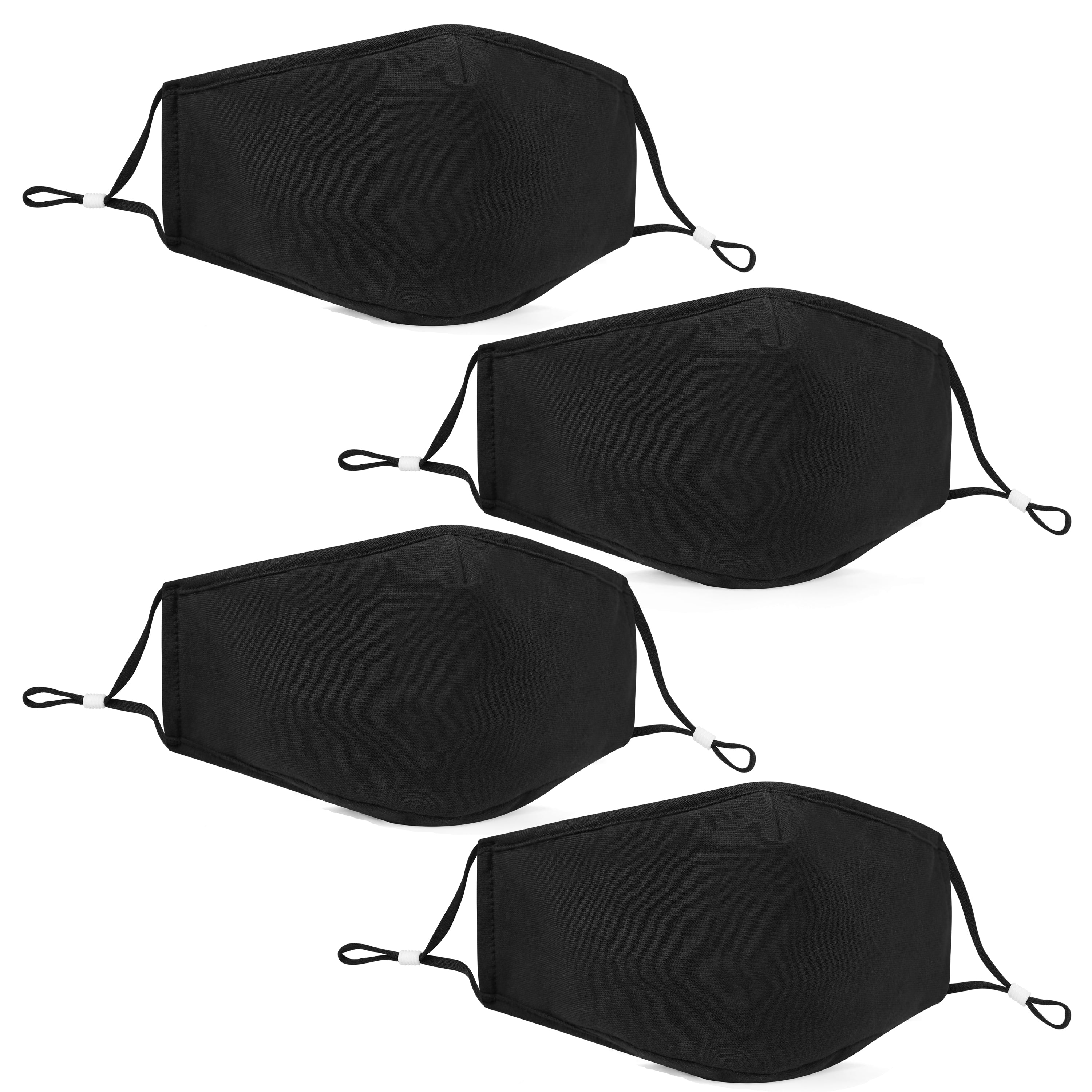 4 Pack 100% Cotton Face Mask Reusable Washable with Filter | Super Soft 3 layer Jersey Knit lightweight fabric | Adjustable Elastic Earloops