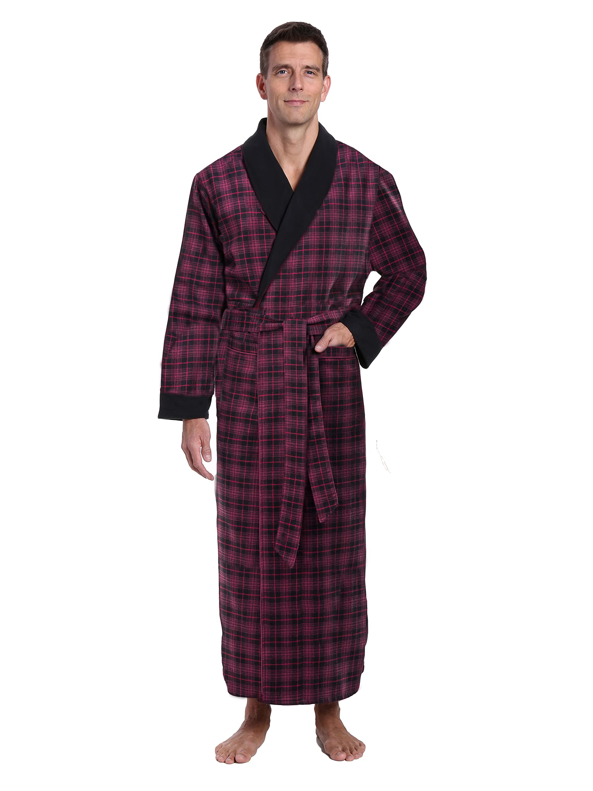 Men's Premium 100% Cotton Flannel Fleece Lined Robe